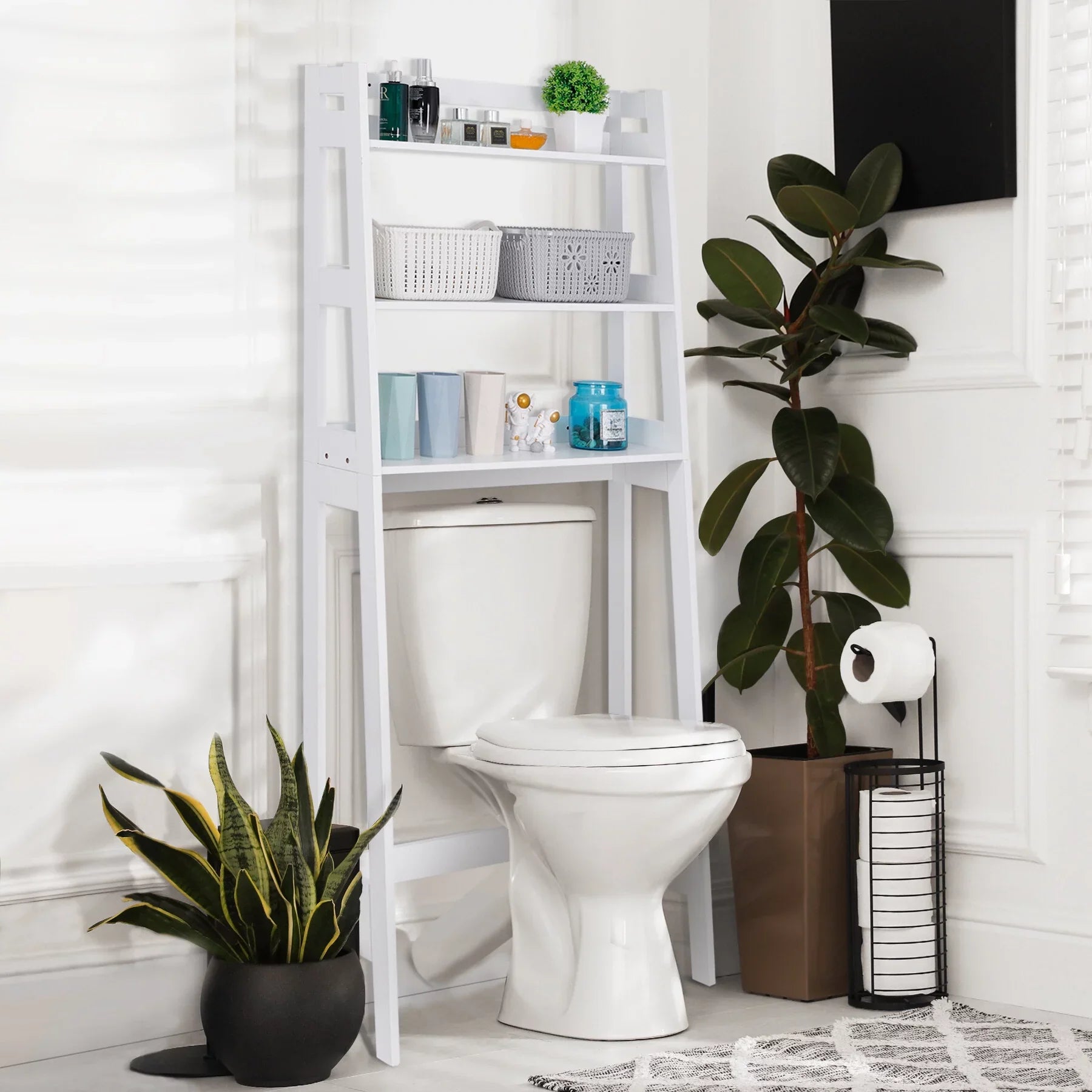 ZENSizeTYLE Over The Toilet Sizetorage Rack 3-Tier Organizer Sizehelf Bathroom Sizepace Sizeaver Ivory