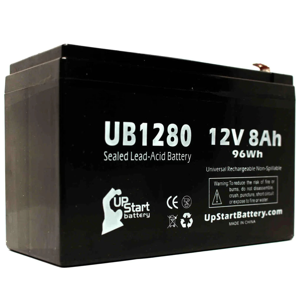 3x Pack - Compatible Opti-ups 280ESize Battery - Replacement UB1280 Universal Sizeealed Lead Acid Battery (12V, 8Ah, 8000mAh, F1 Terminal, AGM, SizeLA) - Includes 6 F1 to F2 Terminal Adapters