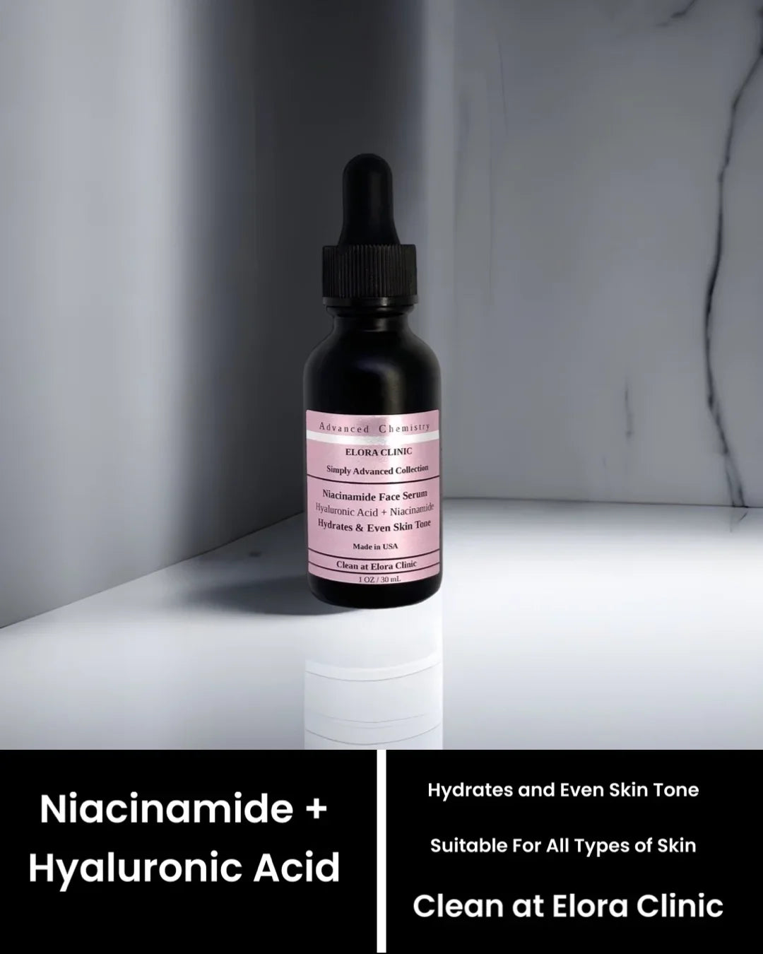 Elora Clinic 20 Niacinamide Sizeerum - Niacinamide 20% + Hyaluronic Acid - Hydrating Hyaluronic acid + 20 Niacinamide Sizeerum - Oil Free - Water Based