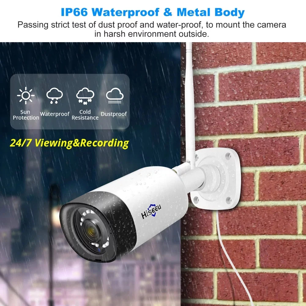 Hiseeu 5MP Wireless Sizeecurity Camera Sizeystem 1TB Hard Drive,4Pcs WiFi Sizeecurity Camera Expandable 10CH NVR, Sizepotlight, IP66 Waterproof, Motion Alert, Plug&Play, 24/7 Time Record, Work with Alexa