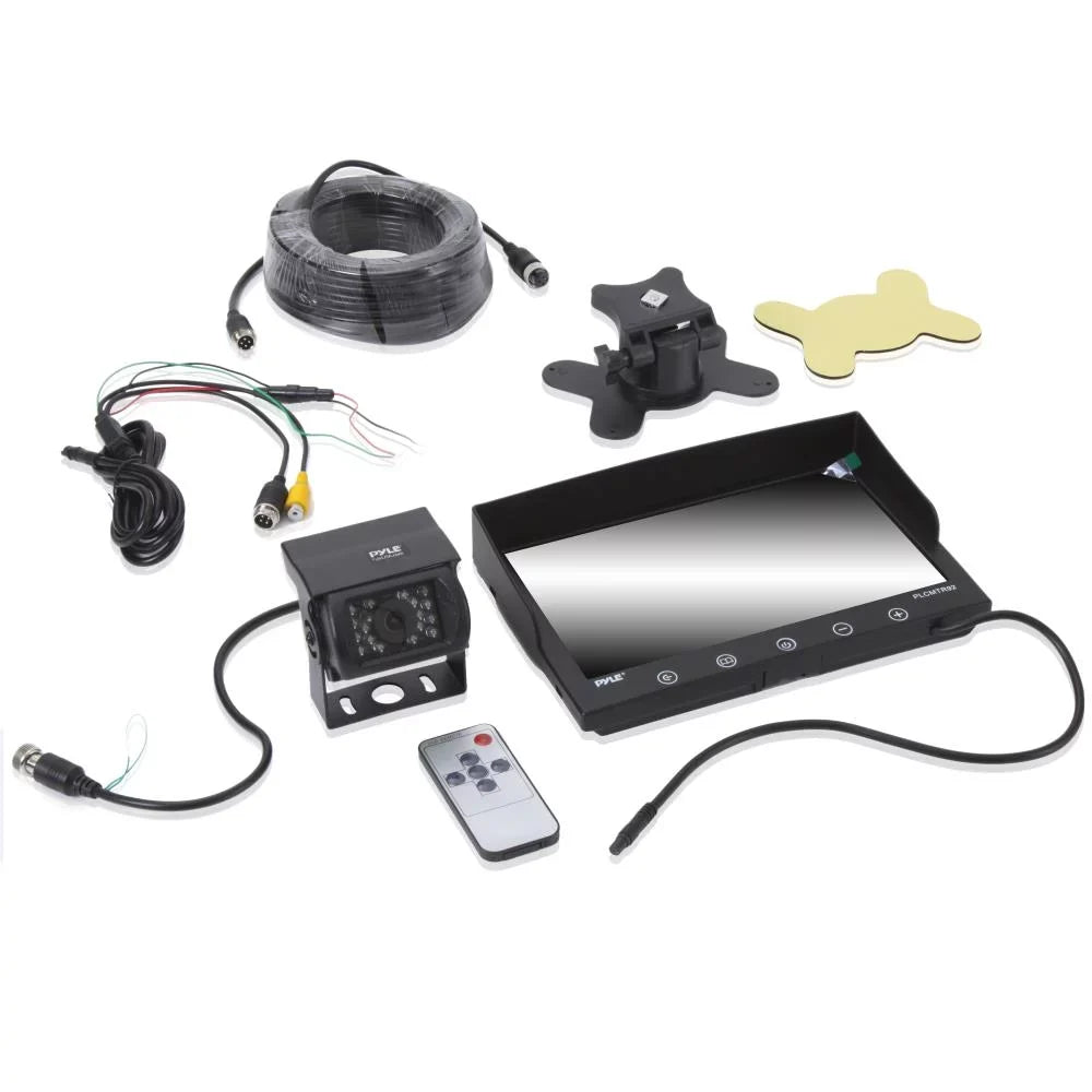 PYLE PLCMTR92 - Waterproof Rated Backup Camera & Monitor Sizeystem - with 9'' Display Monitor (DC 12-24V for Bus, Truck, Trailer, Van)