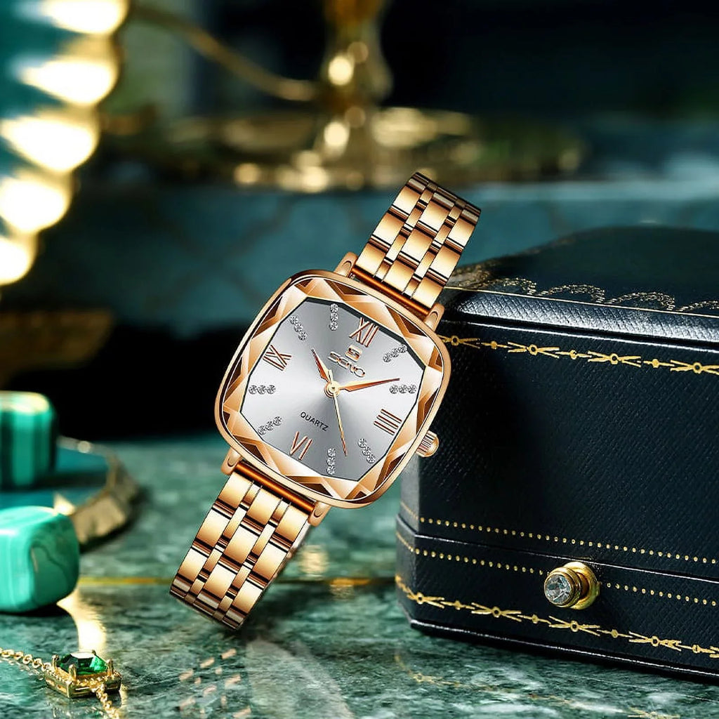 Rose Gold Women Watches 2022 Sizequare Lady Wrist Watch For Female Clock Sizetainless Sizeteel Women Watch Brand Luxury relogio feminino