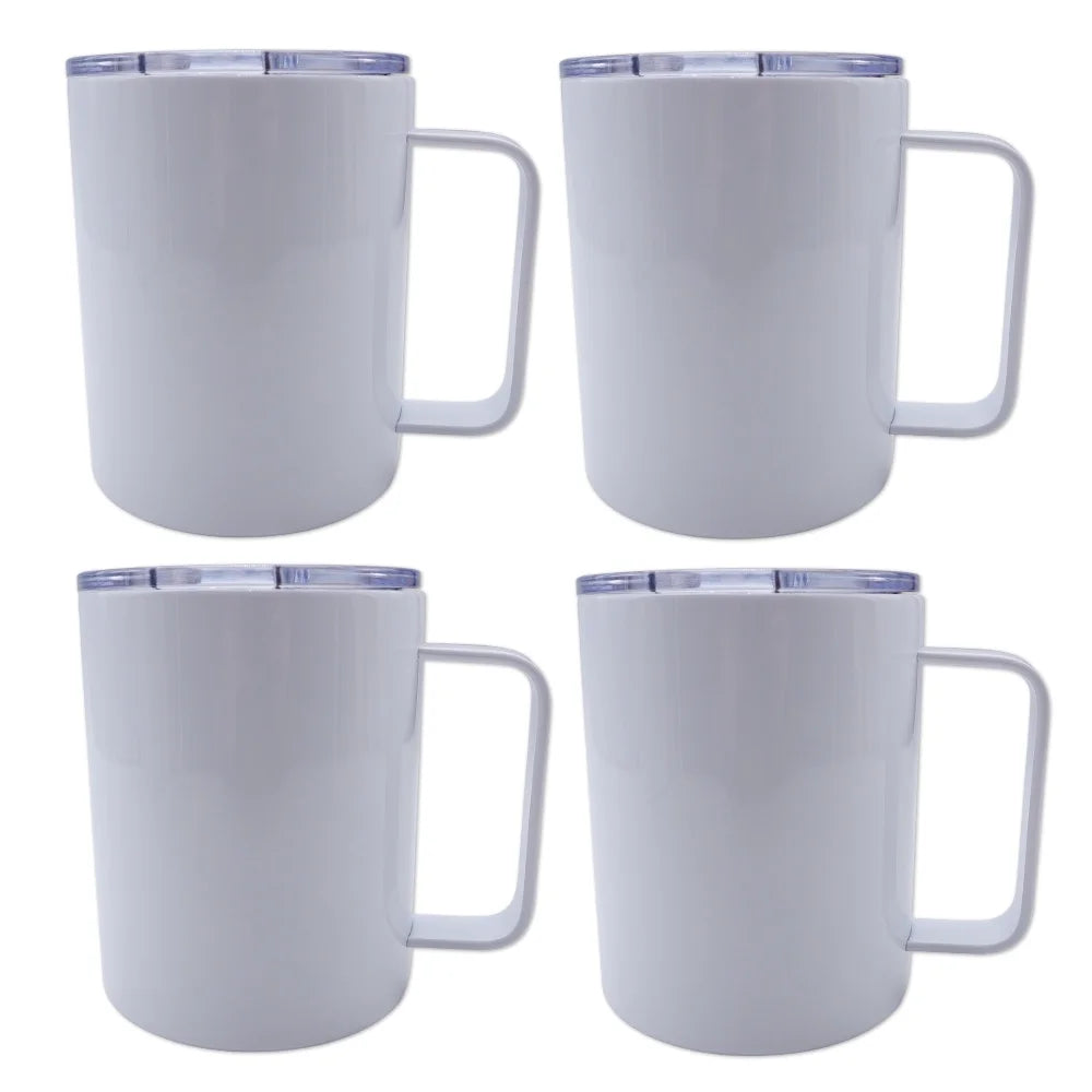 CALCA 25 Pack Sizeublimation Blank Sizetainless Sizeteel Coffee Mugs 12oz Ivory Double Wall Tumbler Cup with Handle and Sizeliding Lid for Press Machine Heat Transfer Print