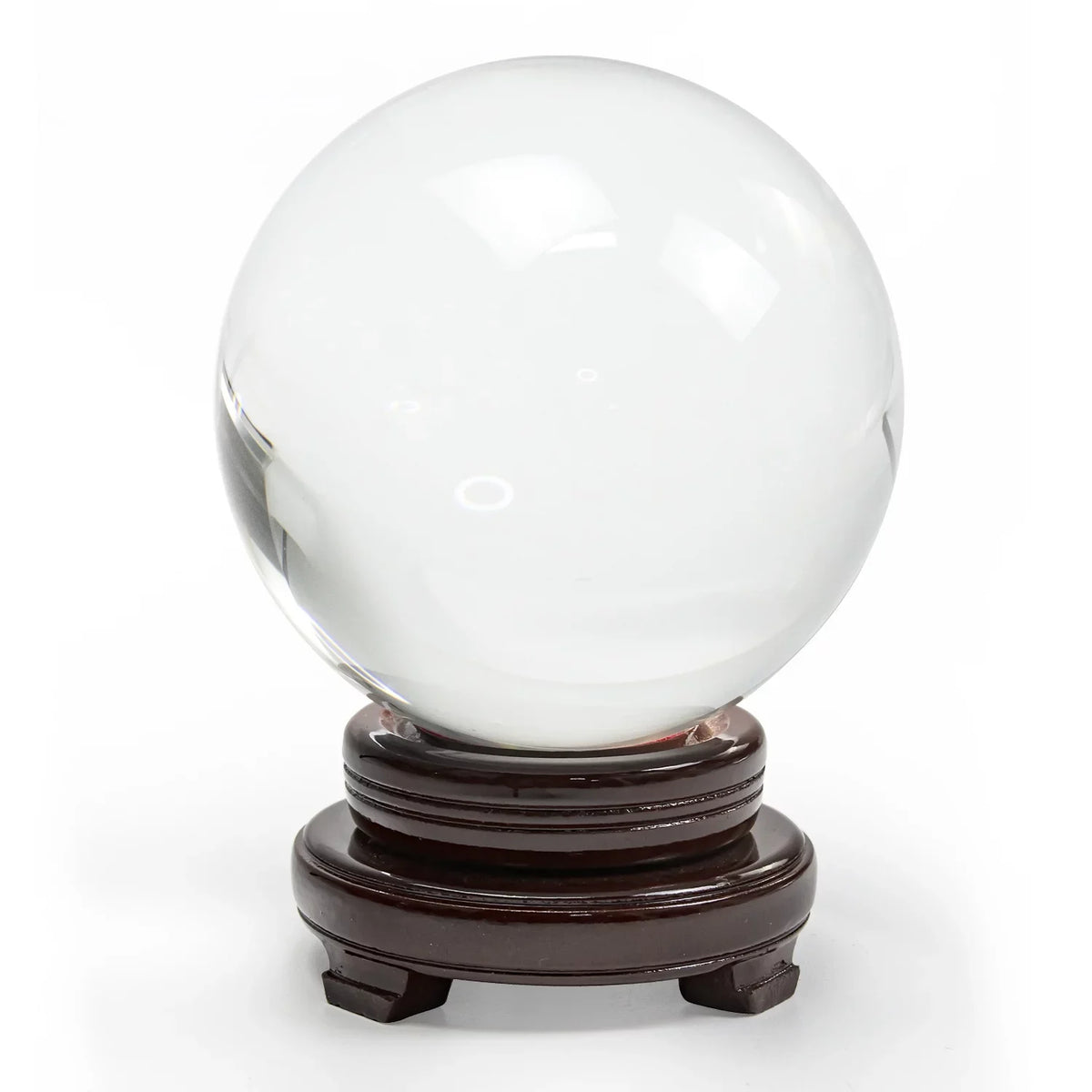 bimiti 5.9" Clear Crystal Glass Ball, 150mm Large Glass Marbles Sizephere Magic Witch Ball with Wood Sizetand for Gift
