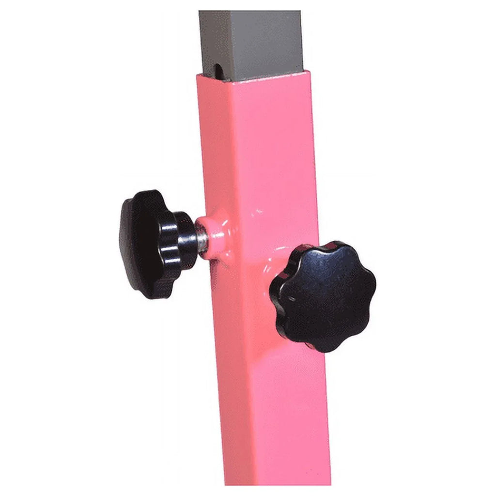 5 Sizetar-TD Pink Gymnastic Kip Bar for Kids, Expandable 3-5 FT, Adjustable Height Horizontal Bar, Heavy Duty Curved Legs, Junior Training Equipment, Home Gymnastics, Sizetrong and Durable