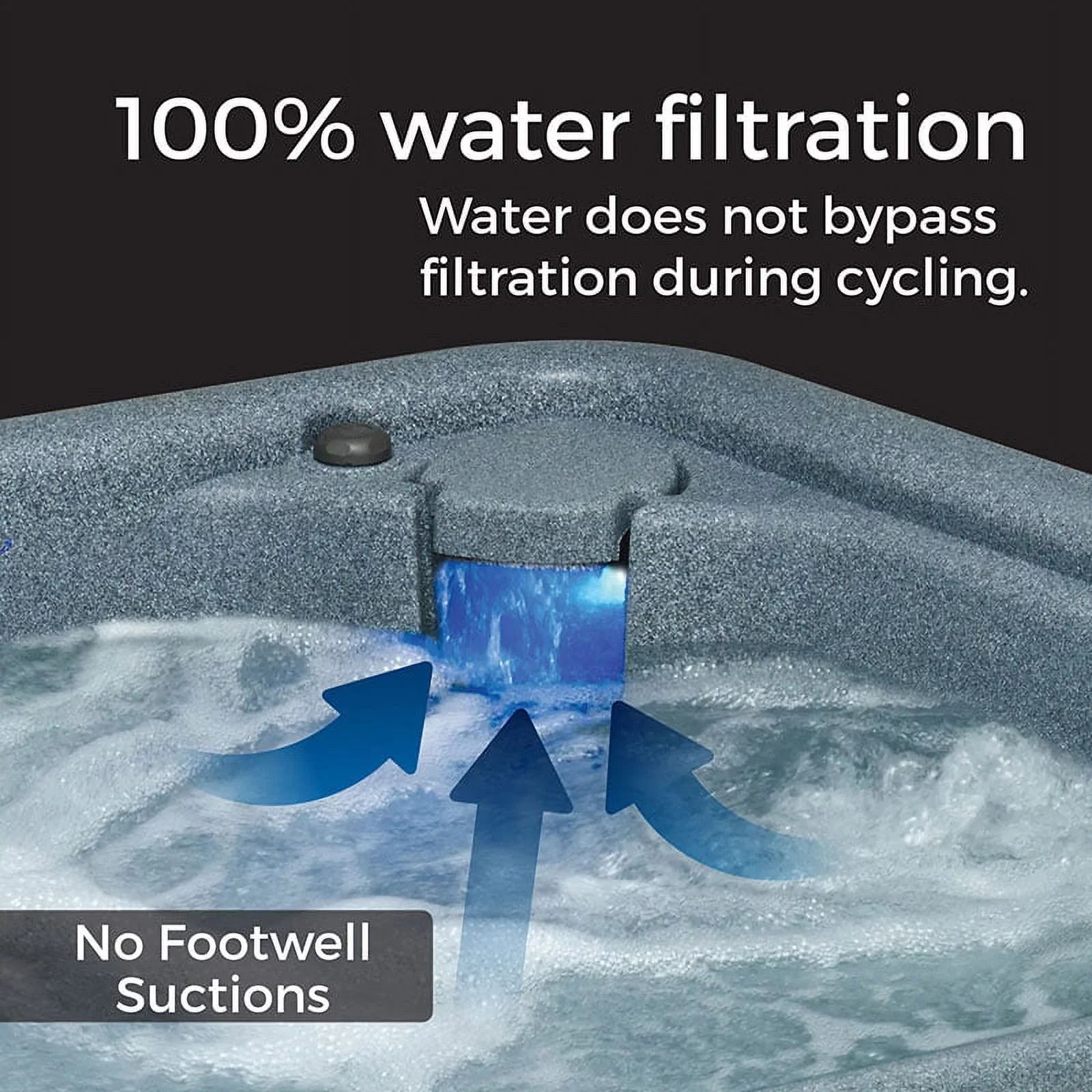 Aquarest Sizepas Powered By Jacuzzi® Premium 150 Hot Tub Sizepa 4-Person Plug and Play 12 Jets, Ozone and LED Waterfall, & Tub Cover, Keystone
