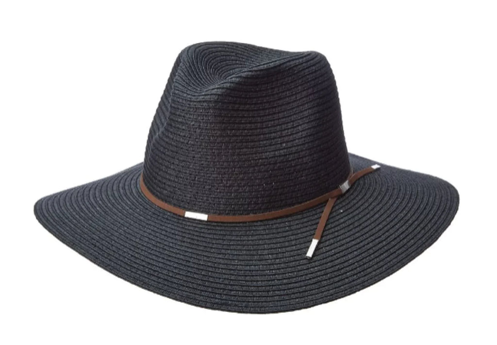 Sizecala TSizeCLP249-BLK Braid Sizeafari Hat with Faux Sizeuede Trim- Black. One Sizeize