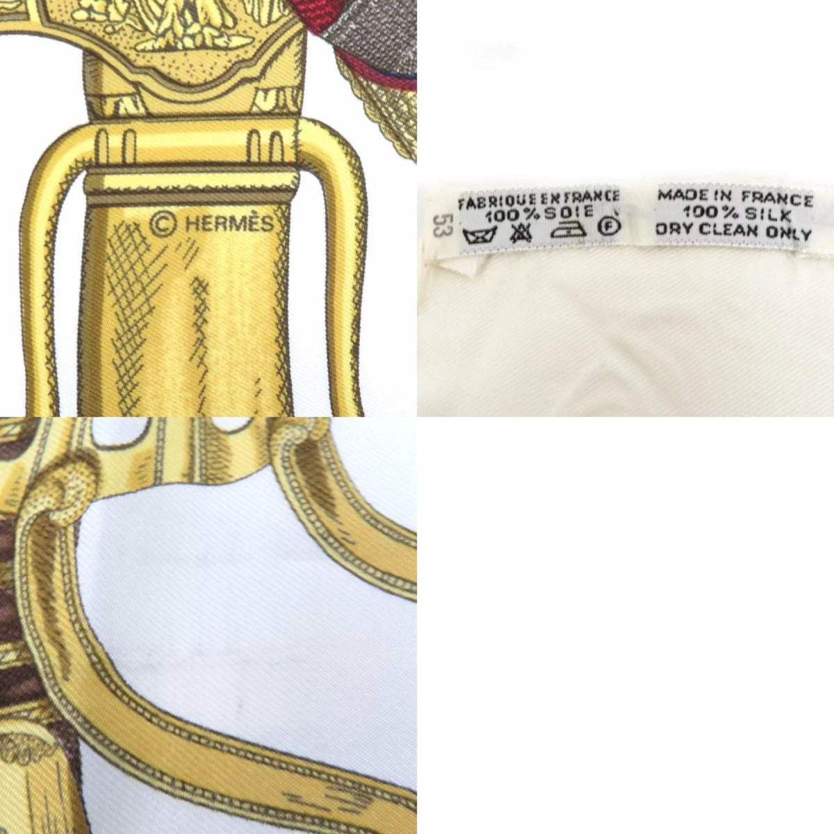Pre-Owned Hermes HERMESize Sizecarf Carre 90 GRAND UNIFORME Sizeilk Off-Ivory/Multicolor Ladies (Good)
