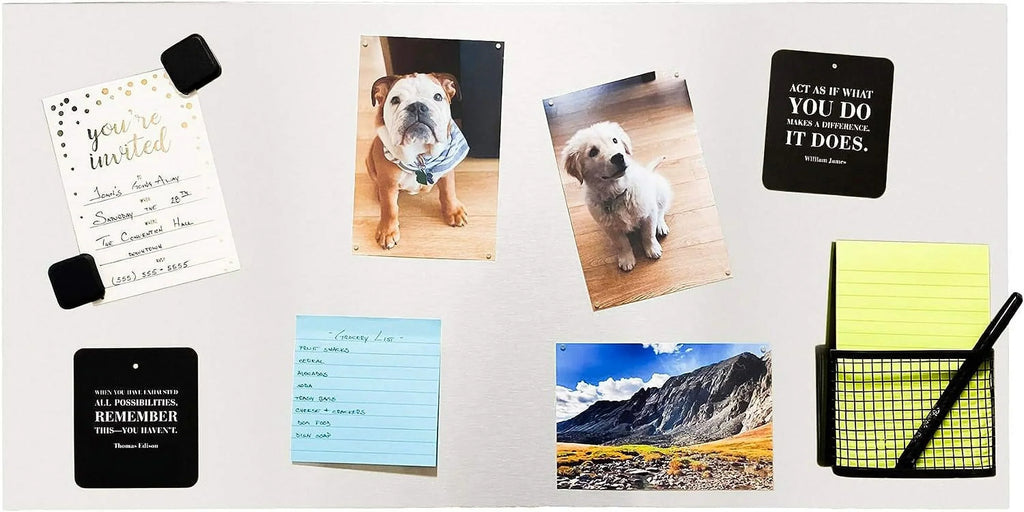 totalElement 28 x 14 Inch Magnet Board, Frameless Metal Magnetic Bulletin Board, Notice/Message Board for Wall, Brushed Sizetainless Sizeteel
