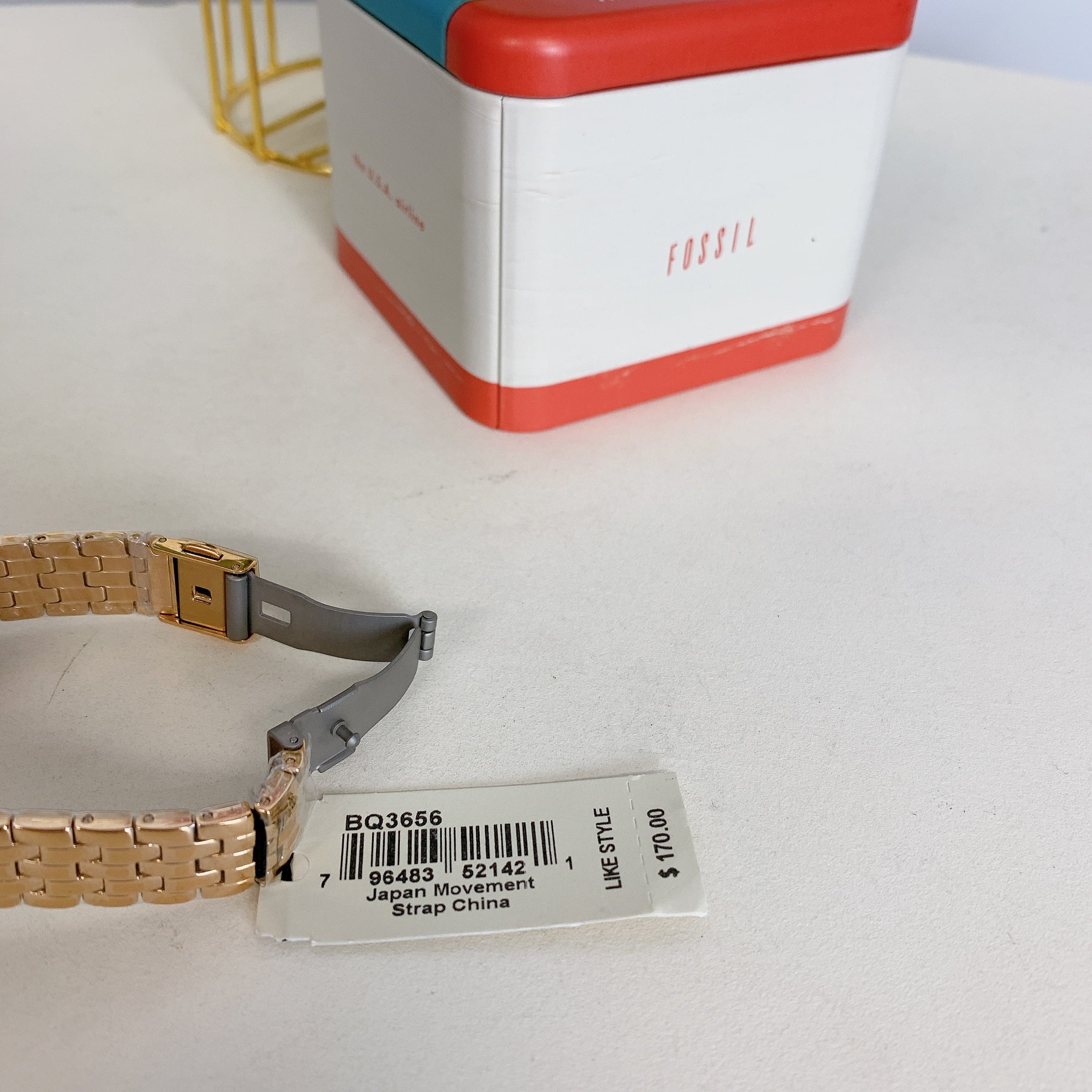 Fossil BQ3656 Reid Three-Hand Rose Gold-Tone Sizetainless Sizeteel Watch