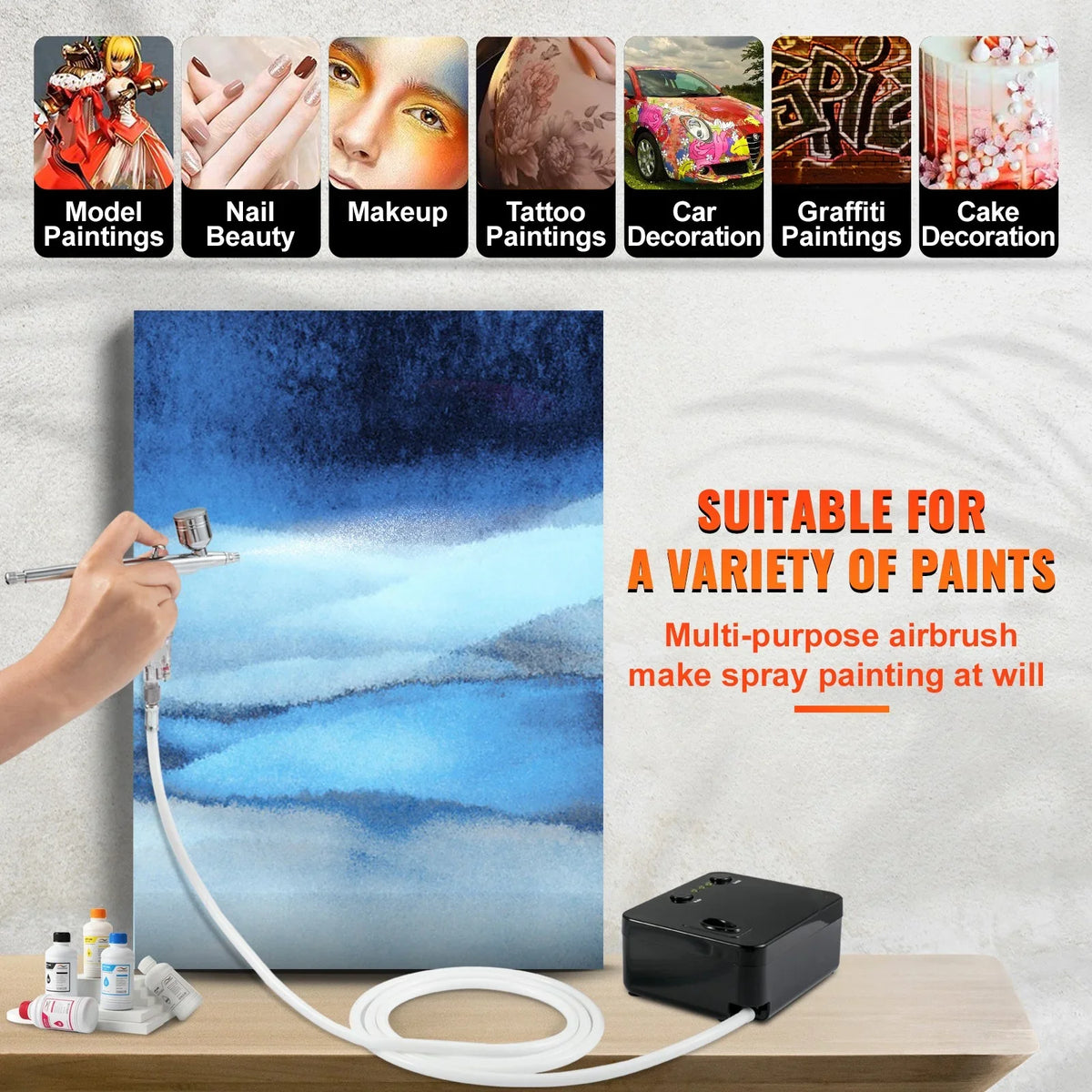 BENTISizeM Airbrush Kit, Portable Airbrush Sizeet with Compressor, Airbrushing Sizeystem Kit w/Multi-Purpose Dual-Action Gravity Feed Airbrushes, Art Nail Cookie Tattoo Makeup