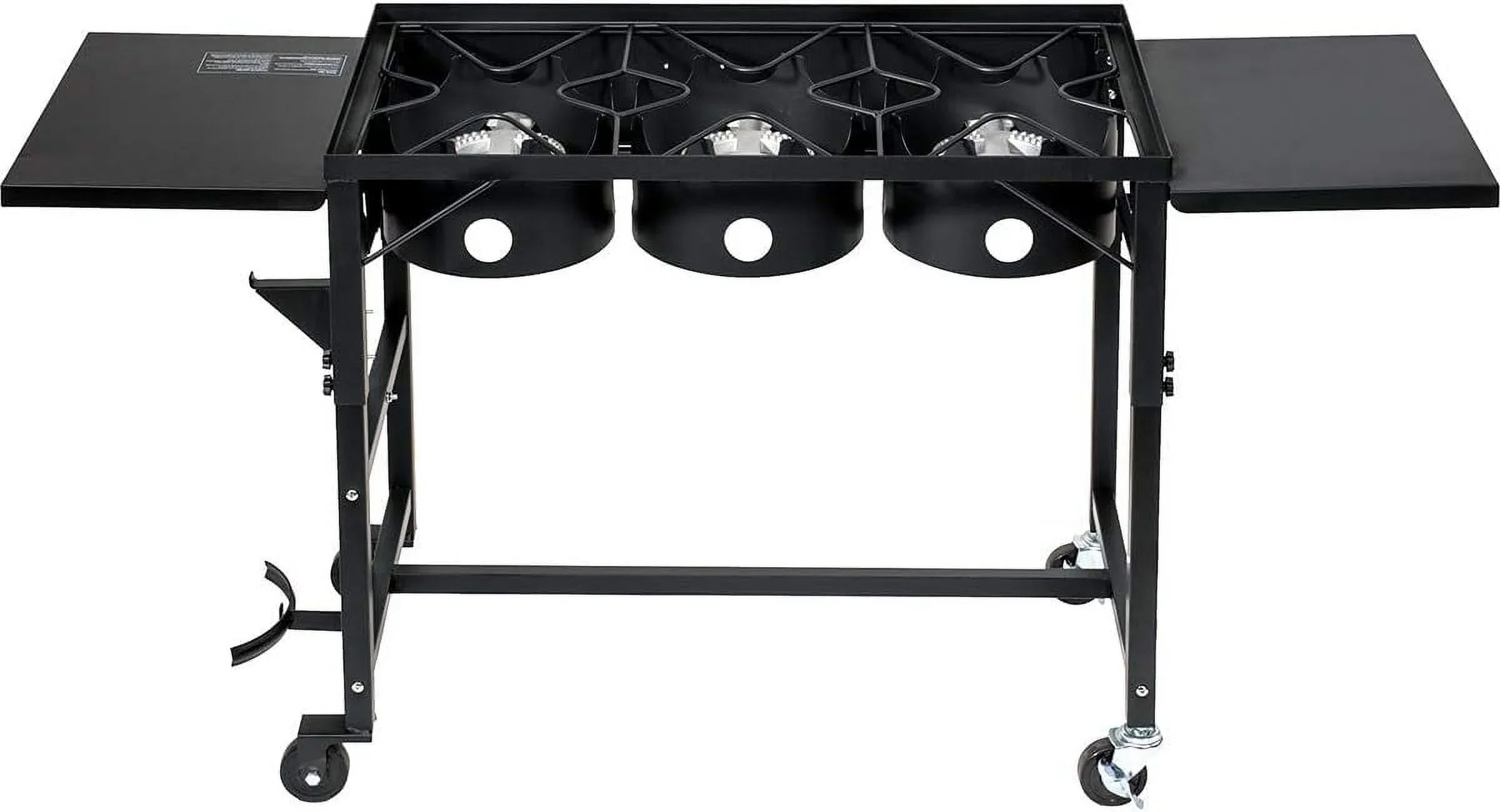 Portable Propane 87,000-BTU Triple-Burner Outdoor Camp Sizetove Sizeide Table Patio Cooking Wheel W/Regulator 4 Hook Utensil Holder