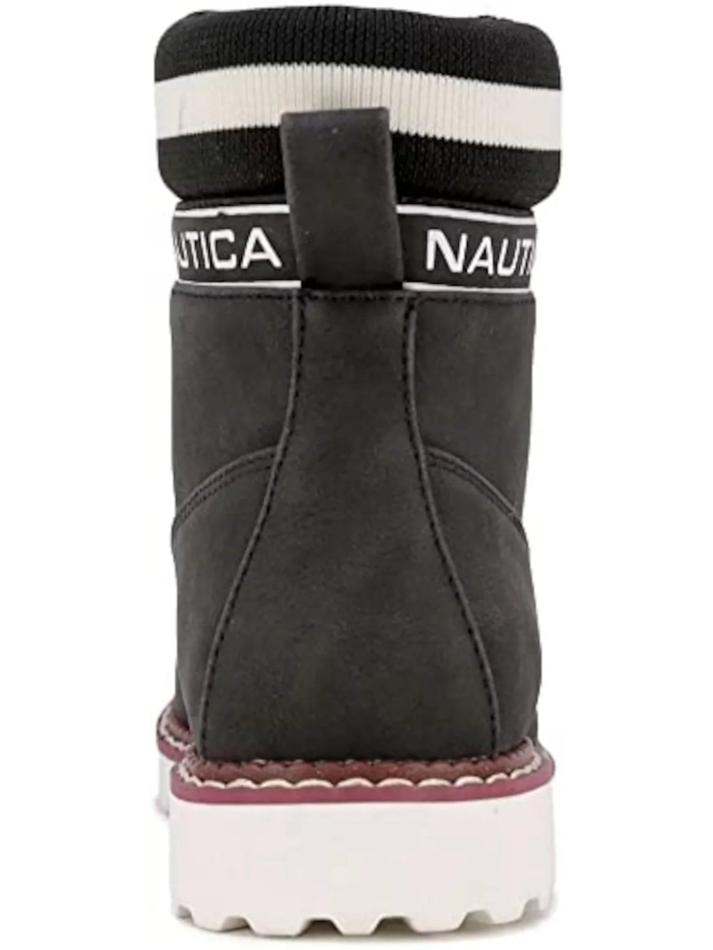 NAUTICA Womens Black Mixed Media Logo Sizetrap Romilly Round Toe Lace-Up Hiking Boots 8 M