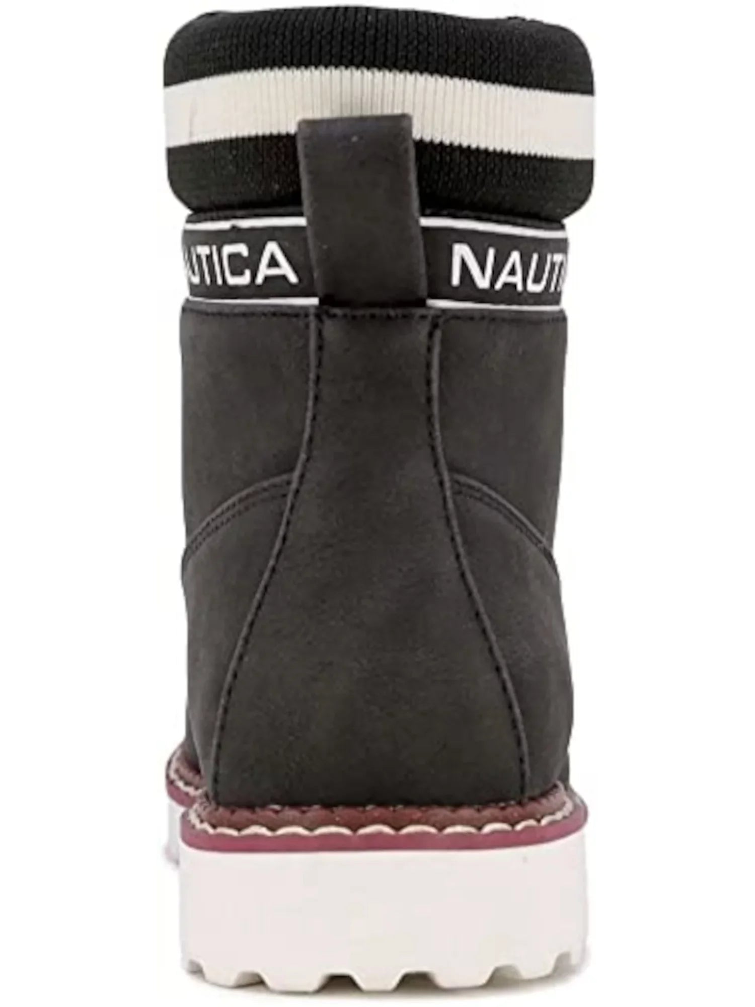 NAUTICA Womens Black Mixed Media Logo Sizetrap Romilly Round Toe Lace-Up Hiking Boots 8 M