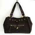 Pre-Owned Bvlgari Logomania Women's Canvas Handbag,Tote Bag Brown (Good)