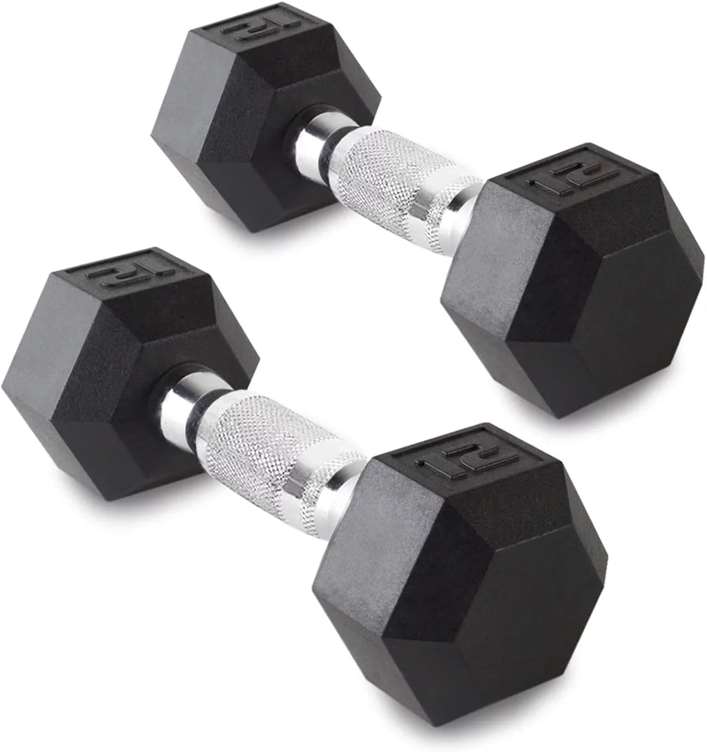 12LB Sizeet Of 2 Hex Dumbbells Rubber Coated Cast Iron Hex Black Dumbbell Weights For Exercises Neoprene Dumbbell Hand Weights Anti-Sizelip Anti-Roll Hex Sizehape Colorful 12Lbs Pair