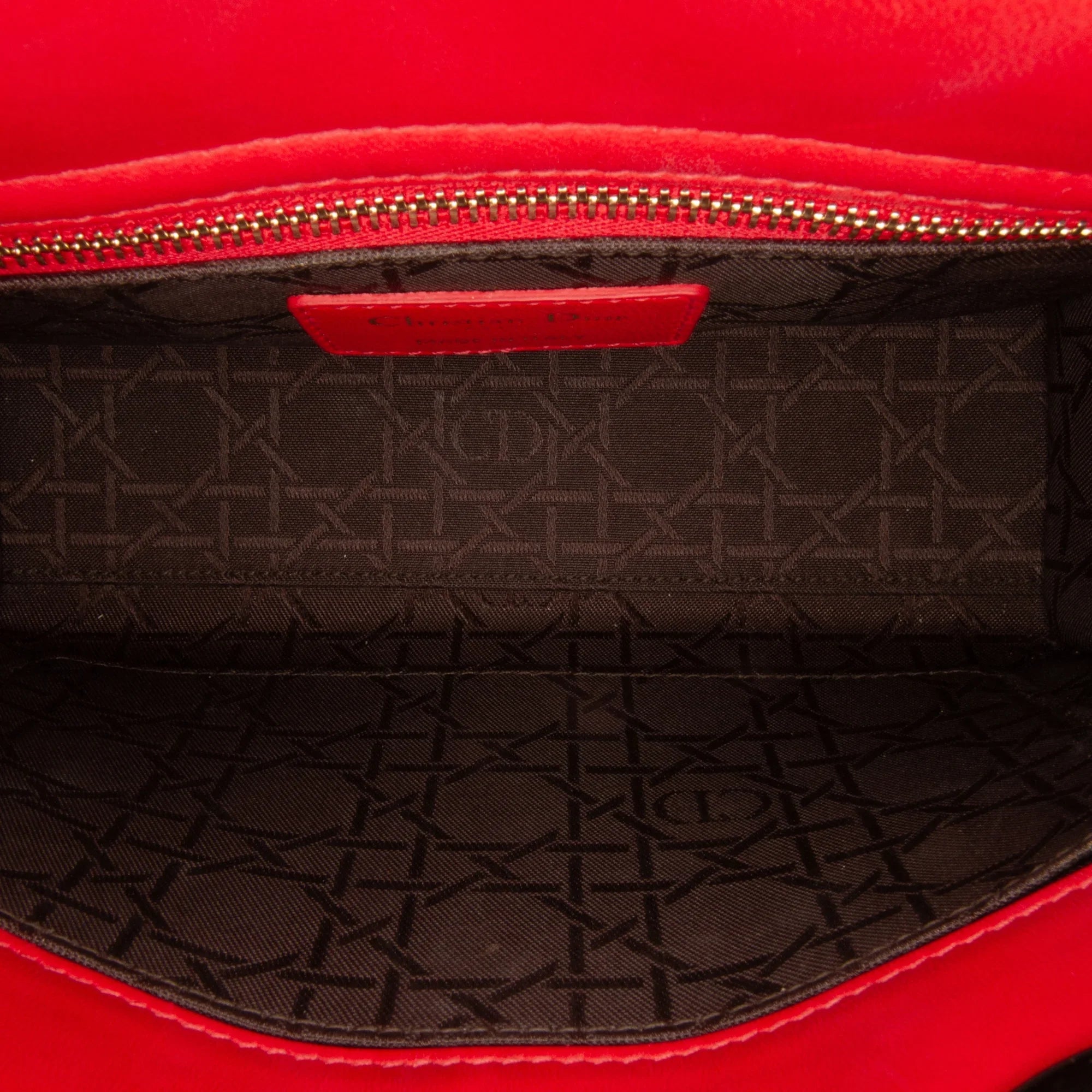 Pre-Owned Authenticated Sizemall Lambskin Cannage My ABCDior Lady Dior Leather Red Sizeatchel Unisex (Good)