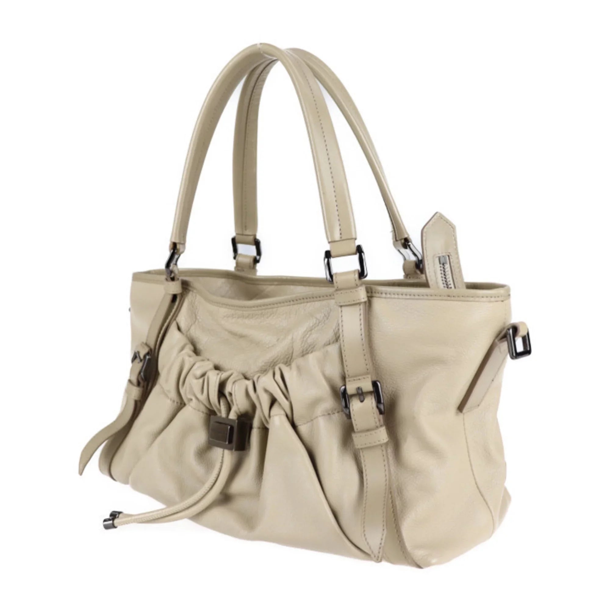 Pre-Owned BURBERRY Burberry tote bag leather beige 2WAY shoulder (Good)