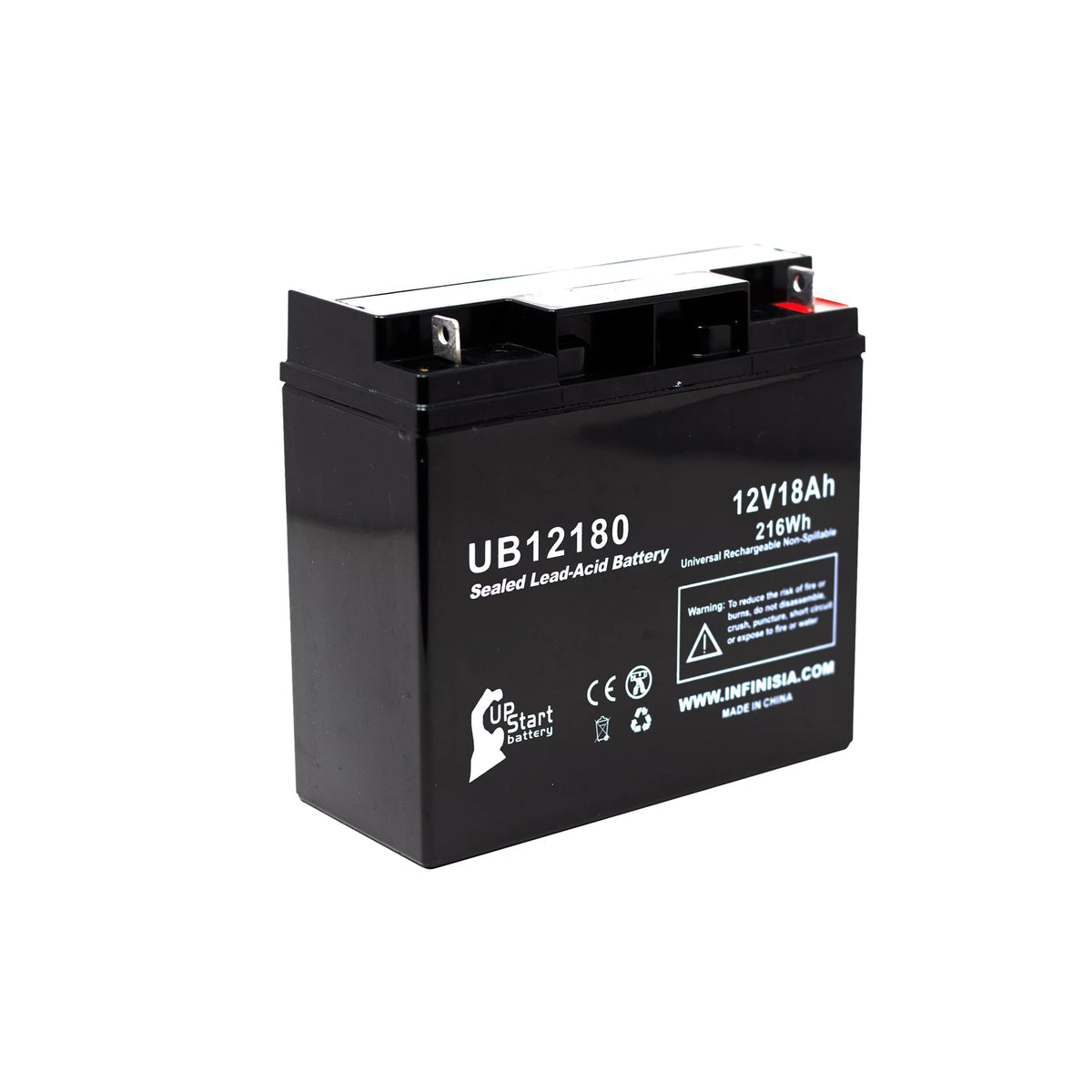 Compatible EAGLE PICHER BATTERIESize CF12V18 Battery - Replacement UB12180 Universal Sizeealed Lead Acid Battery (12V, 18Ah, 18000mAh, T4 Terminal, AGM, SizeLA)