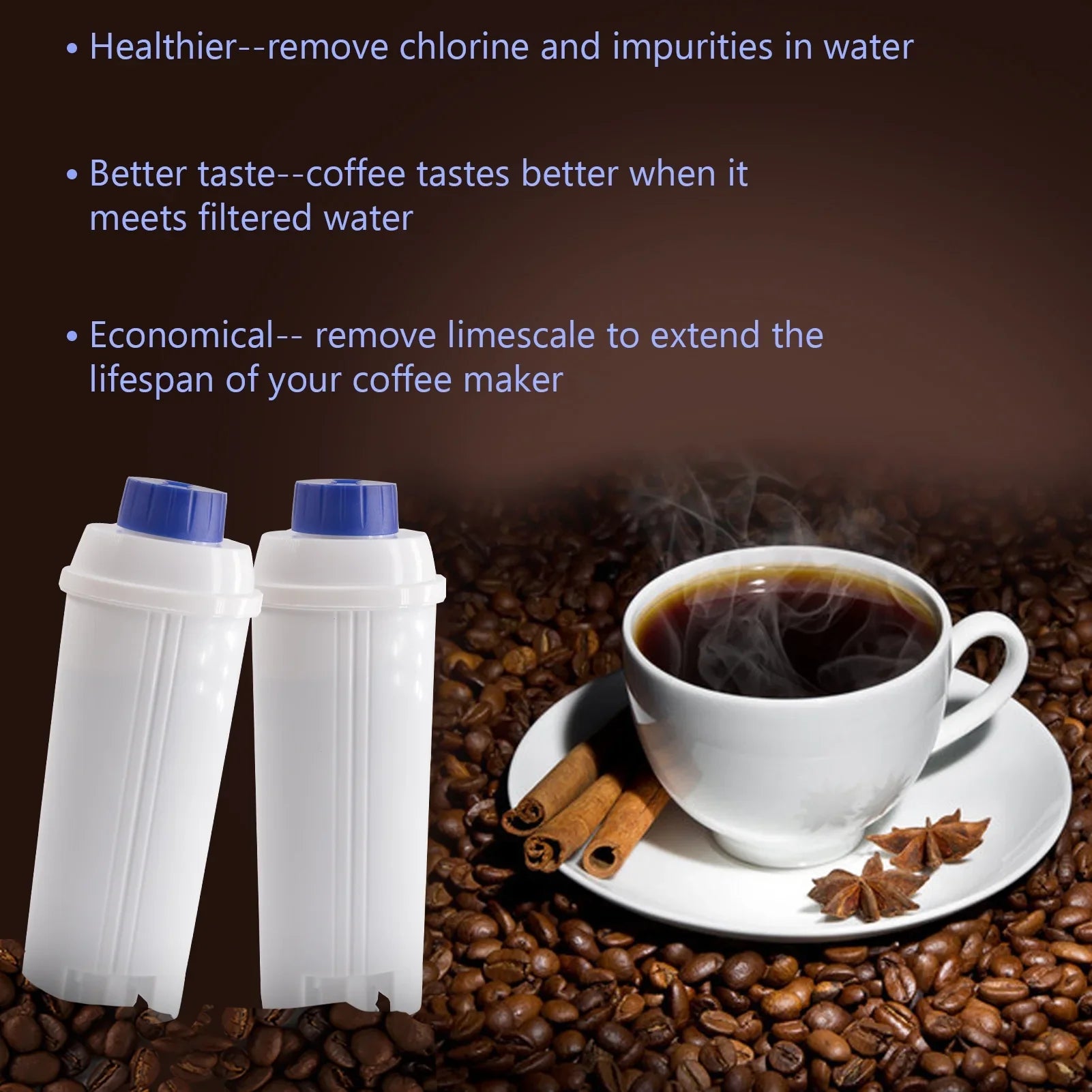 Anself Coffee Machine Accessory, 4Pcs Replacement Filter Cartridge Compatible with Delonghi DSizeL C002, Purify Element Water Filter