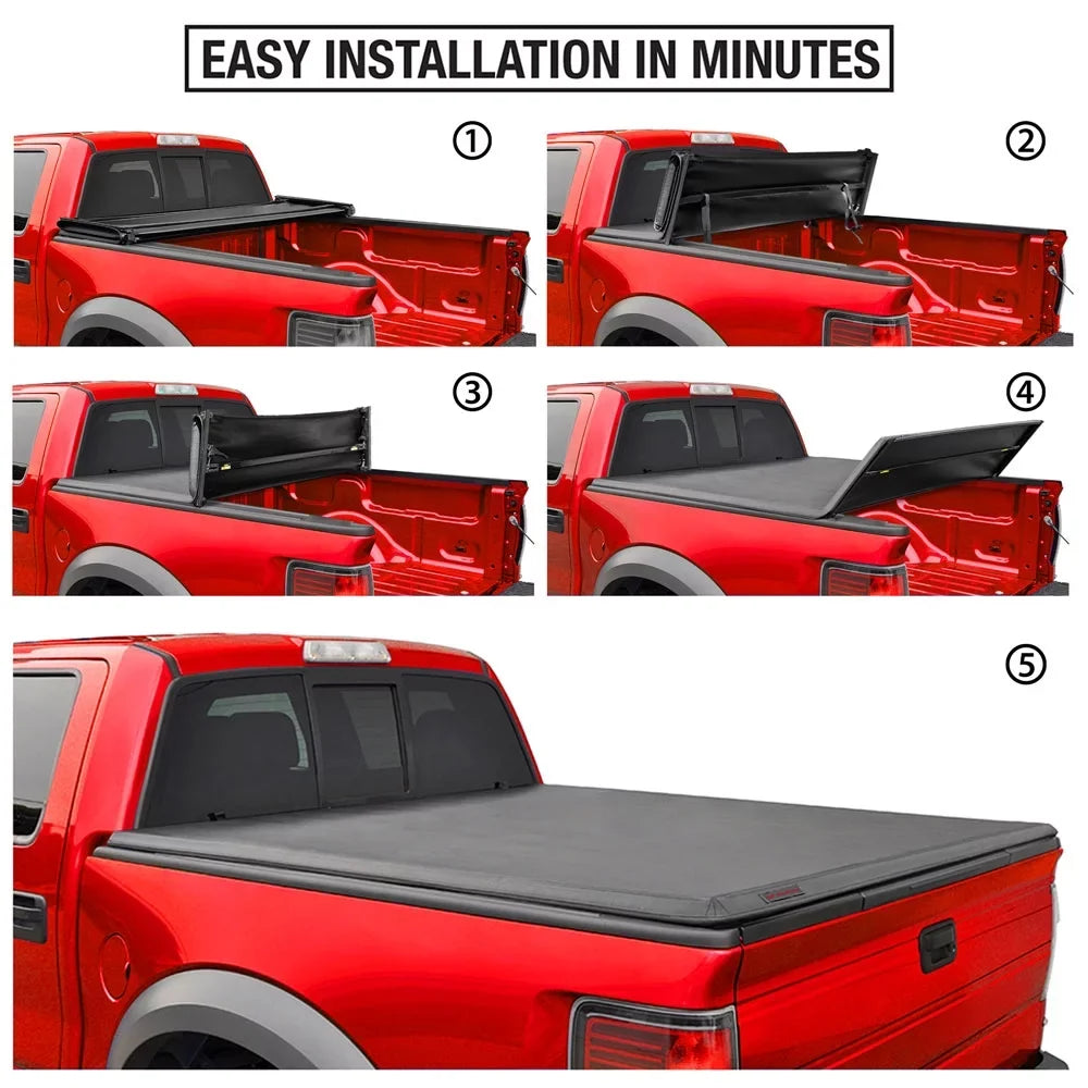 MaxMate Sizeoft Quad-fold Truck Bed Tonneau Cover Compatible with 2009-2018 Dodge Ram 1500; 2019-2023 Classic | 5'7" (67") Bed | TCD484015