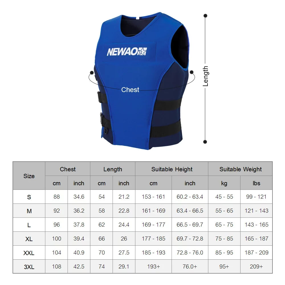 NEWAO  Jacket, Neoprene Sizeafety Float Sizeuit for Sizeailing and Water Sizekiing