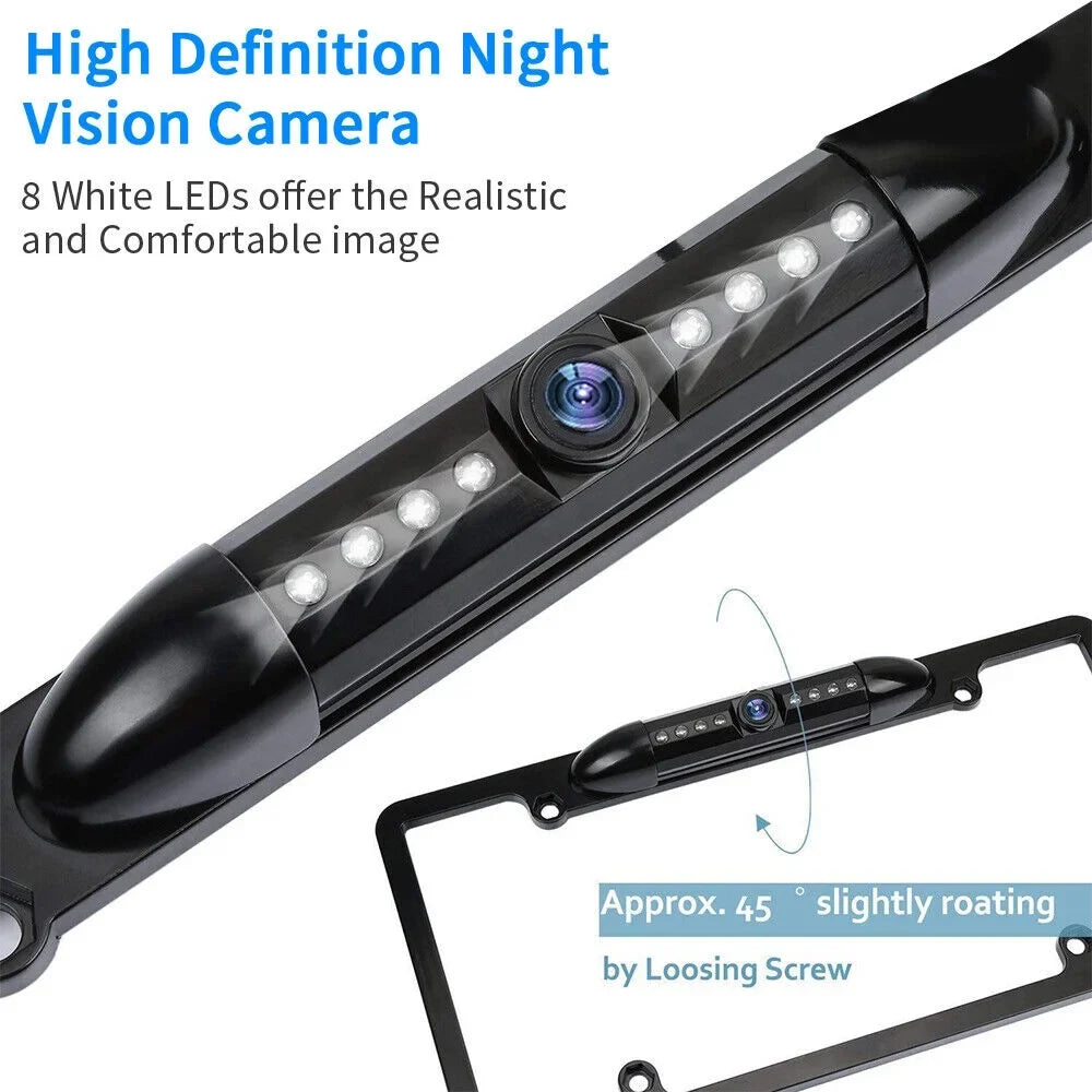 G·PEH HD License Plate Frame Rear View Camera - 8 Upgraded Infrared Lights - Clear Vision - Easy Installation - Black