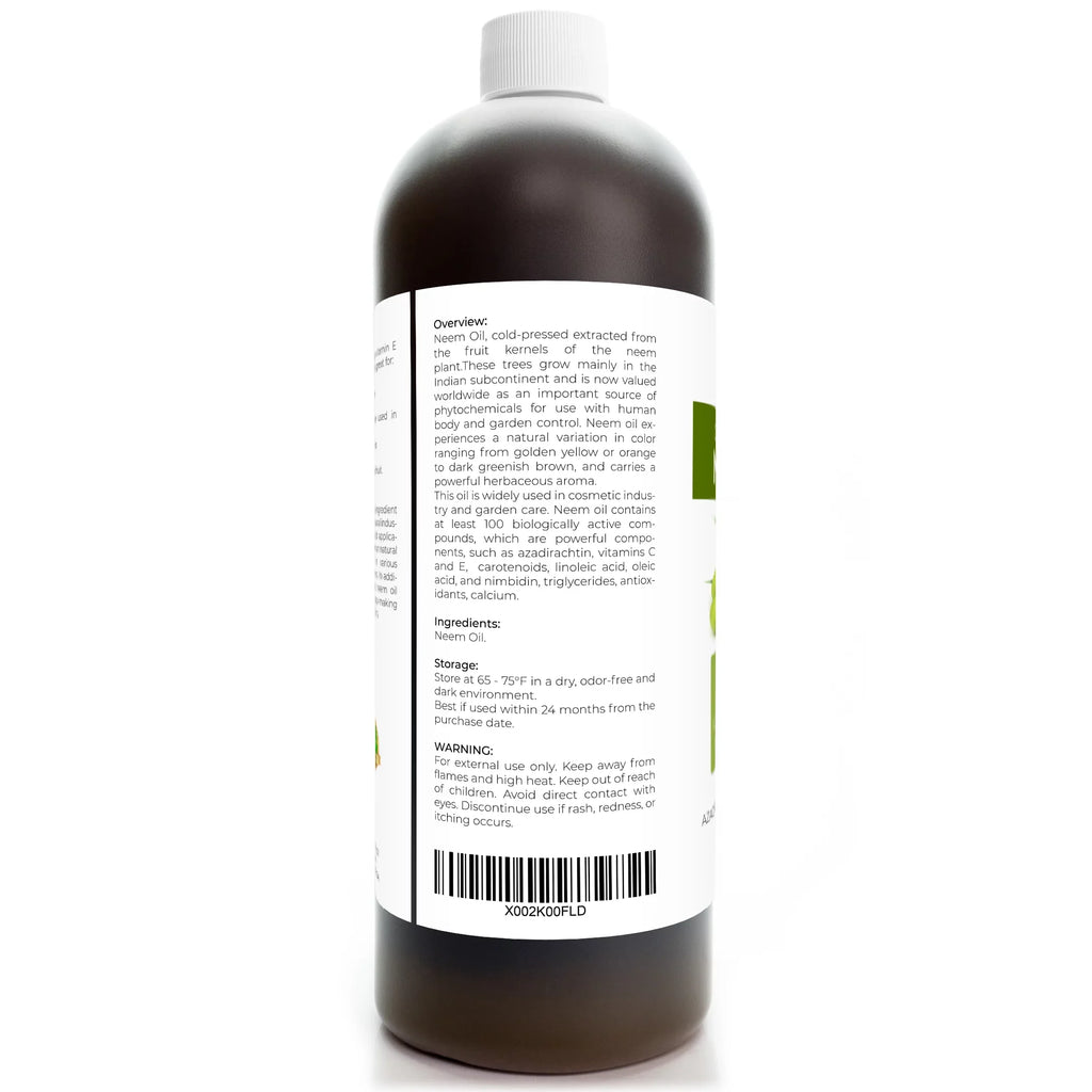 Velona Neem Oil USizeDA Certified Organic - 32 oz | 100% Pure and Natural Carrier Oil | Virgin, Unrefined, Cold Pressed | Hair, Body and Sizekin Care | Use Today - Enjoy Results