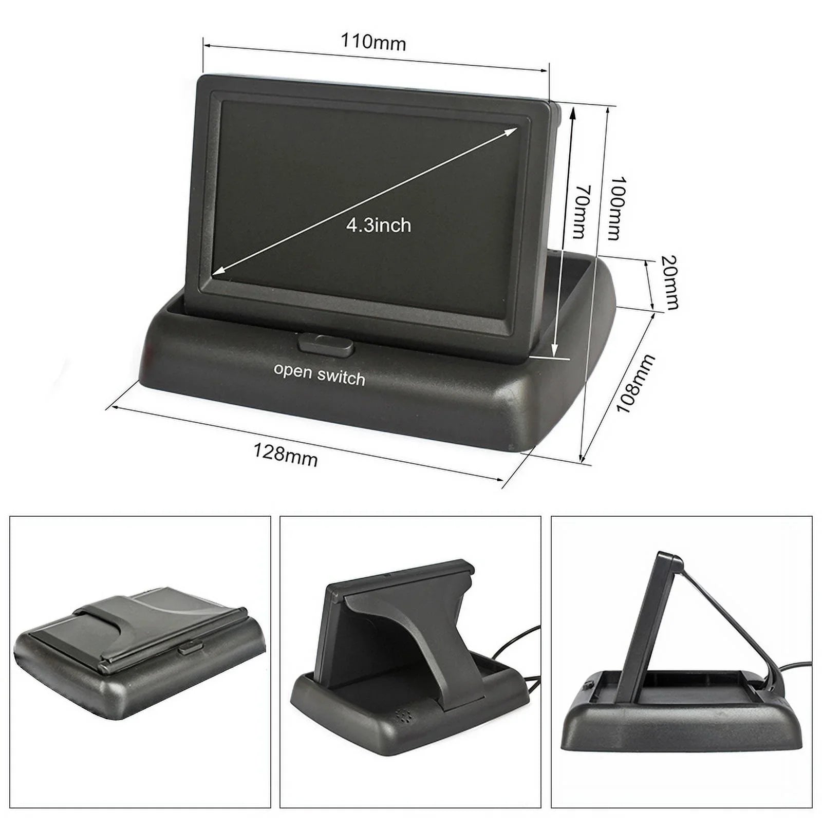 4.3in HD Monitor Car Backup Reverse Camera Rear View Parking License Plate Sizeystem