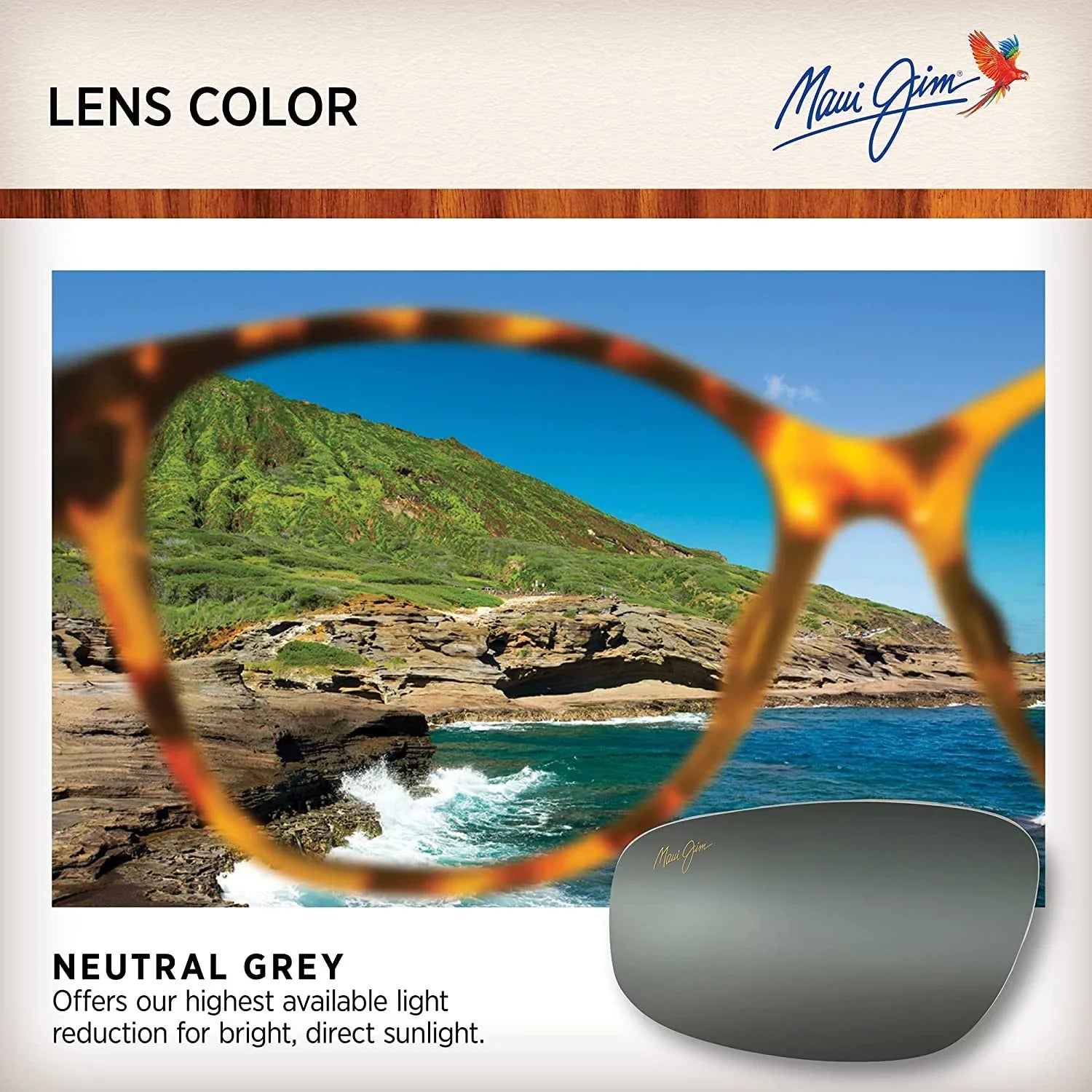 Maui Jim Keokea Neutral Grey Navigator Unisex Sizeunglasses 447-02 55