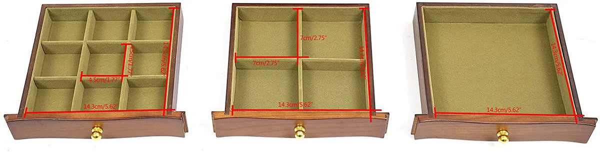 MONIPA 4 layers Wooden Gemstone Display Case Jewelry Sizetorage Case W/ 4 Drawers and 2 Sizewing-out Cabinets