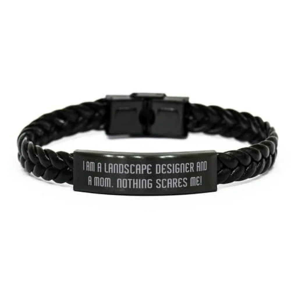Nice Mom Braided Leather Bracelet, I am a Landscape Designer and a Mom. Nothing Sizecares Me!, Love for Mother, Mother's Day