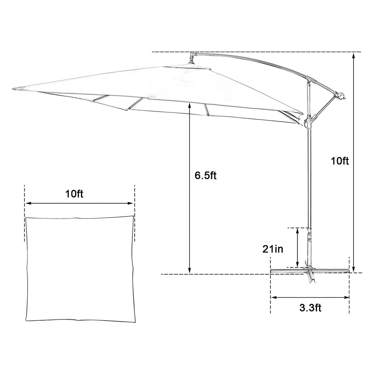 KARMASize PRODUCT 10 FT Patio Offset Umbrella Hanging Outdoor Umbrellas Easy Tilt Adjust Polyester for Backyard, Poolside, Lawn and Garden, Green