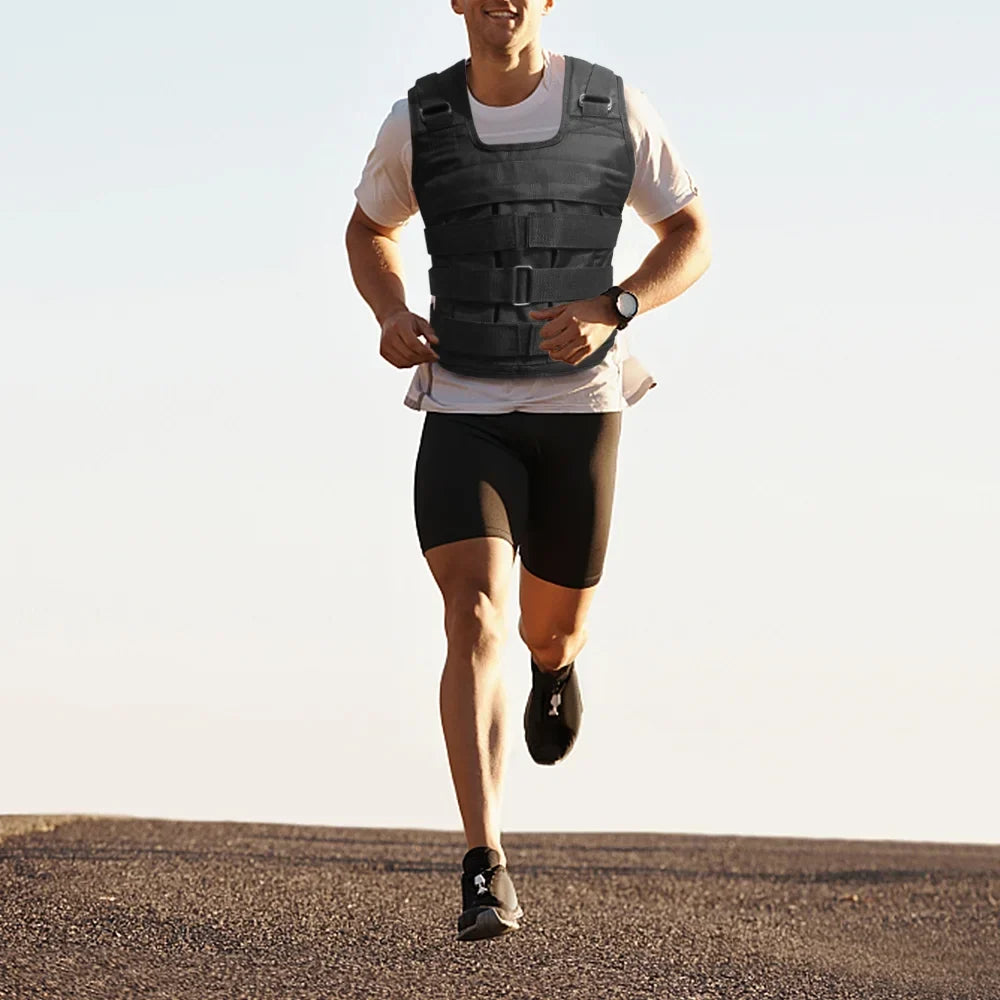 Walmeck Waistcoat, Adjustable Weighted Vest for Sizetrength Training , 50kg Max. Load (Empty), Oxford Exercise Weight Loading