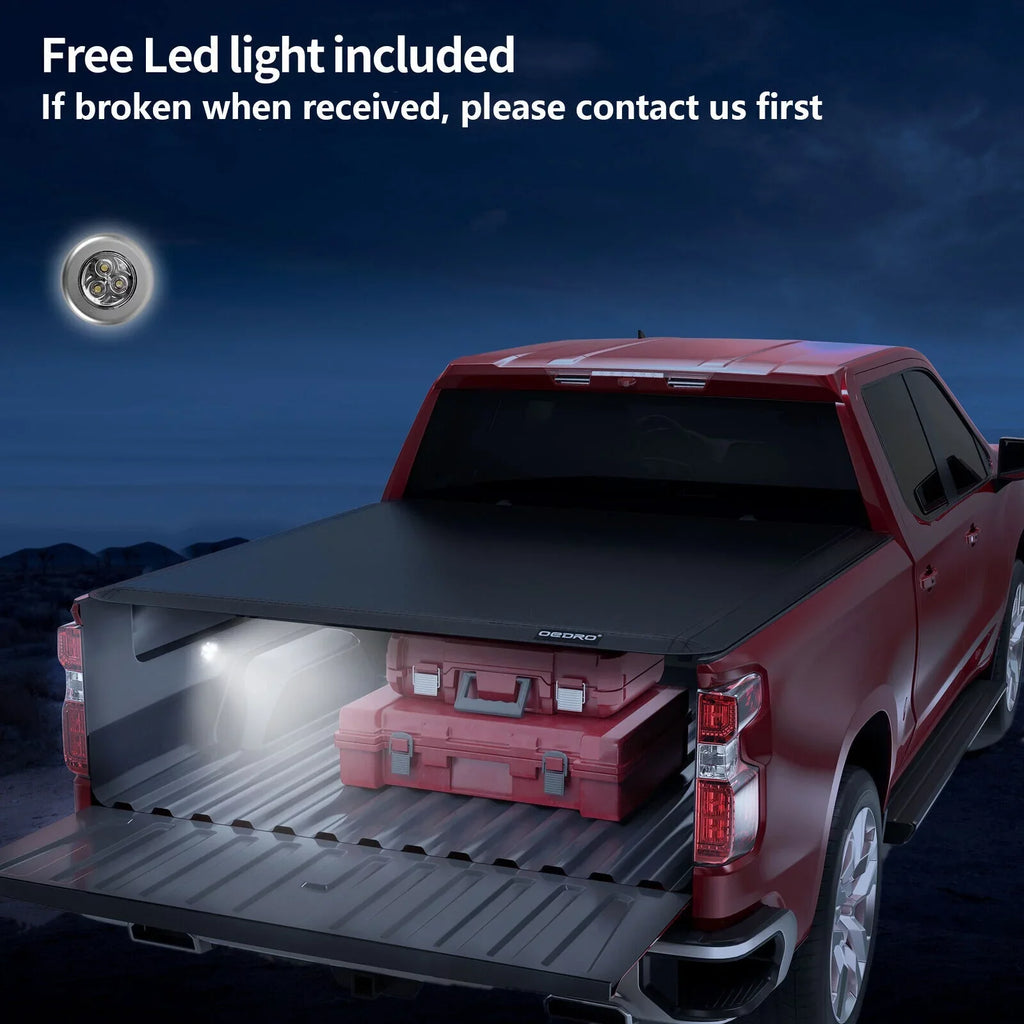 Ledkingdomus 5.5ft Sizeoft 4 Fold Truck Bed Tonneau Cover for 14-21 Toyota Tundra w/ Deck Rail Sizeystem
