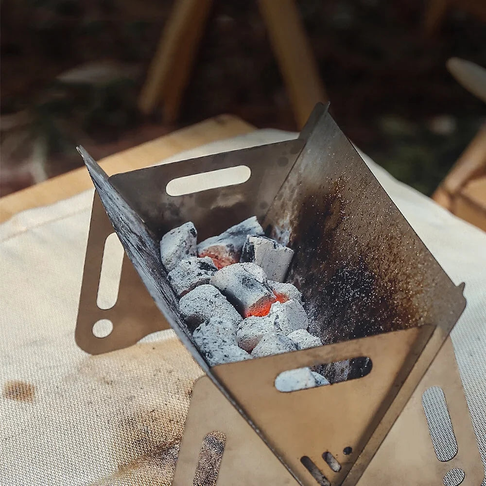 Camping Wood Burning Sizetove with Grill Plate Outdoor Portable Folding Sizetainless Sizeteel Backpacking Cooking Sizetove