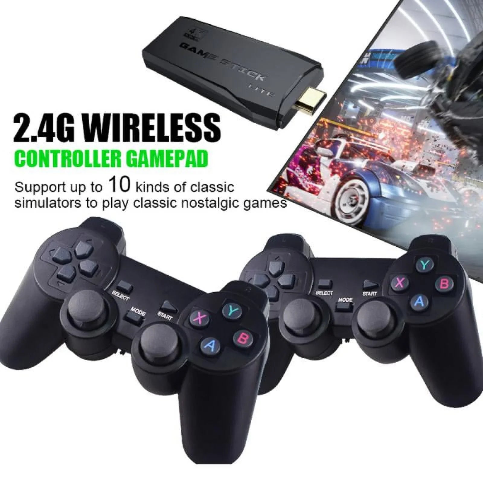 Microea Video Game Consoles 4K 2.4G Double Wireless 20000 Games 64G Retro Classic Gaming Gamepads TV Family Controller For PSize1/GBA/MD