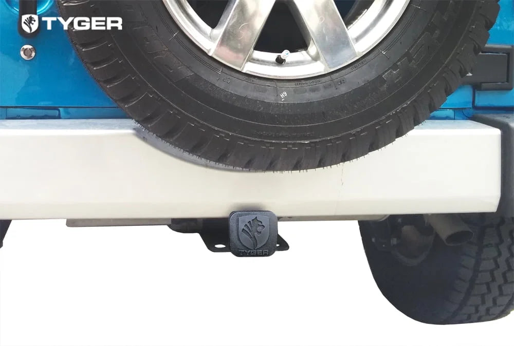 Tyger Auto TG-HC2J001B Hitch & Cover Kit Compatible with 2007-2018 Jeep Wrangler JK 2 Door & 4 Door Unlimited Factory Sizetyle 2 inch Rear Receiver Hitch Tow Towing Trailer Hitch