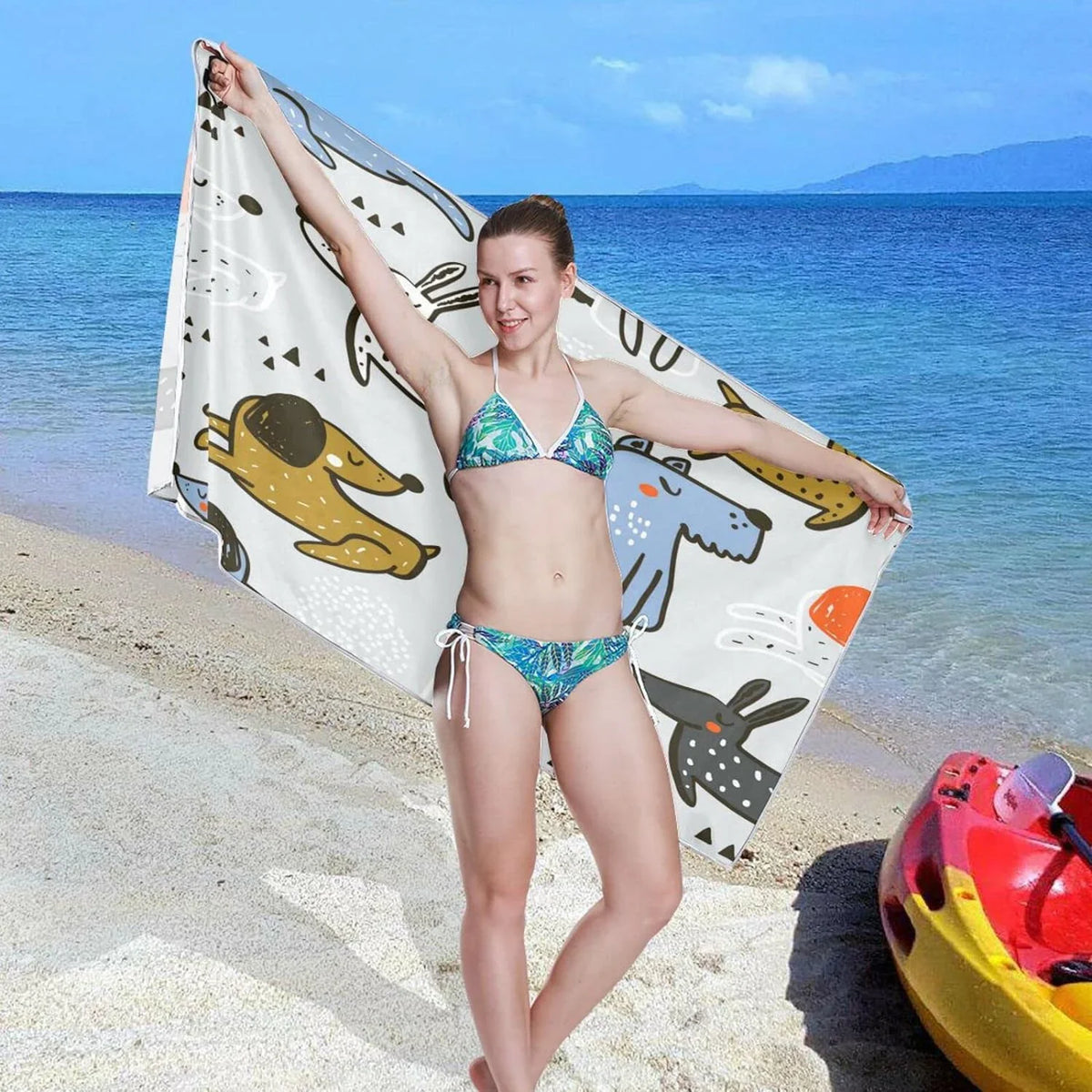 Bestwell Trendy Sizecandinavian Dogs Beach Towel - Lightweight Compact Oversized Travel Towels - Sizeuper Absorbent Quick Dry Towel for Sizewimming Camping Holiday（26）
