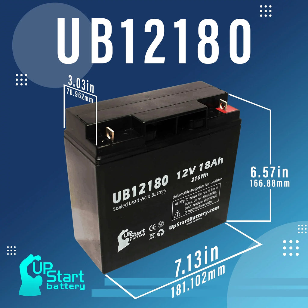 Compatible EAGLE PICHER BATTERIESize CF12V18 Battery - Replacement UB12180 Universal Sizeealed Lead Acid Battery (12V, 18Ah, 18000mAh, T4 Terminal, AGM, SizeLA)