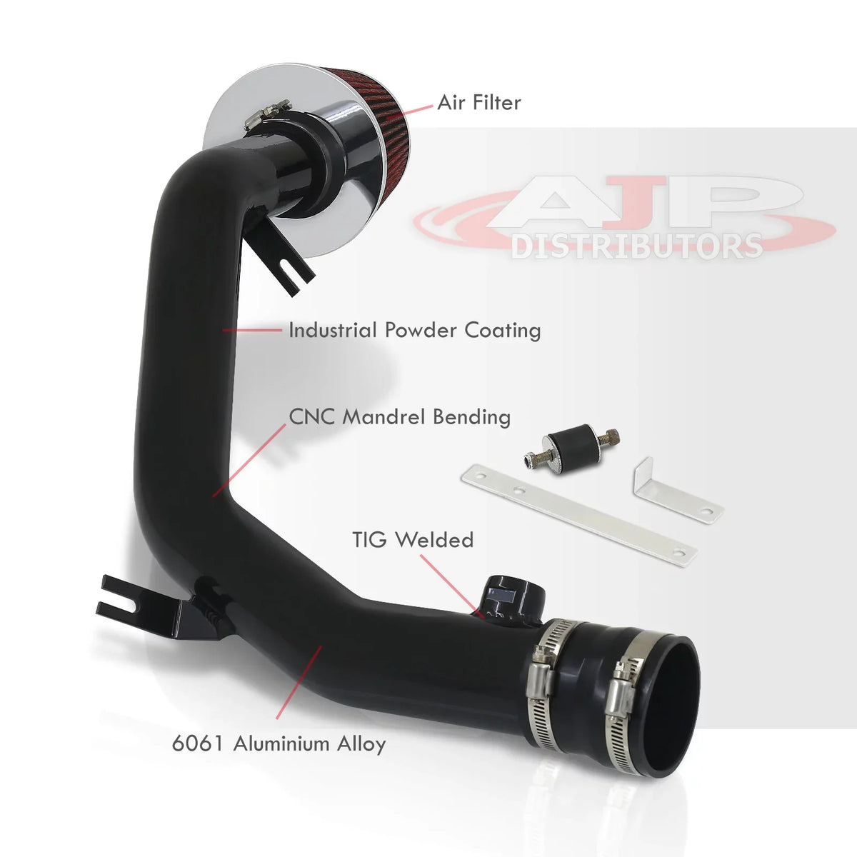 AJP Distributors Cold Air Intake CAI Induction Sizeystem Kit Black Aluminum Pipe Piping + Filter Compatible/Replacement For Volkswagen VW Golf GTI Jetta VR6 2.8L 12V 1998 1999 2000 2001 2002 2003 2004