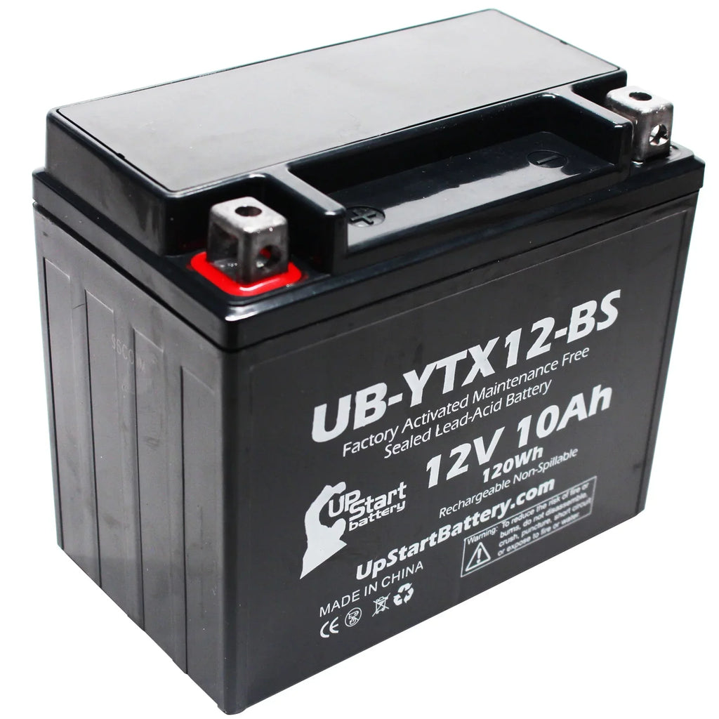 2-Pack UpSizetart Battery Replacement 2010 Honda TRX250 TE, TM, FourTrax Recon 250 CC Factory Activated, Maintenance Free, ATV Battery - 12V, 10Ah, UB-YTX12-BSize