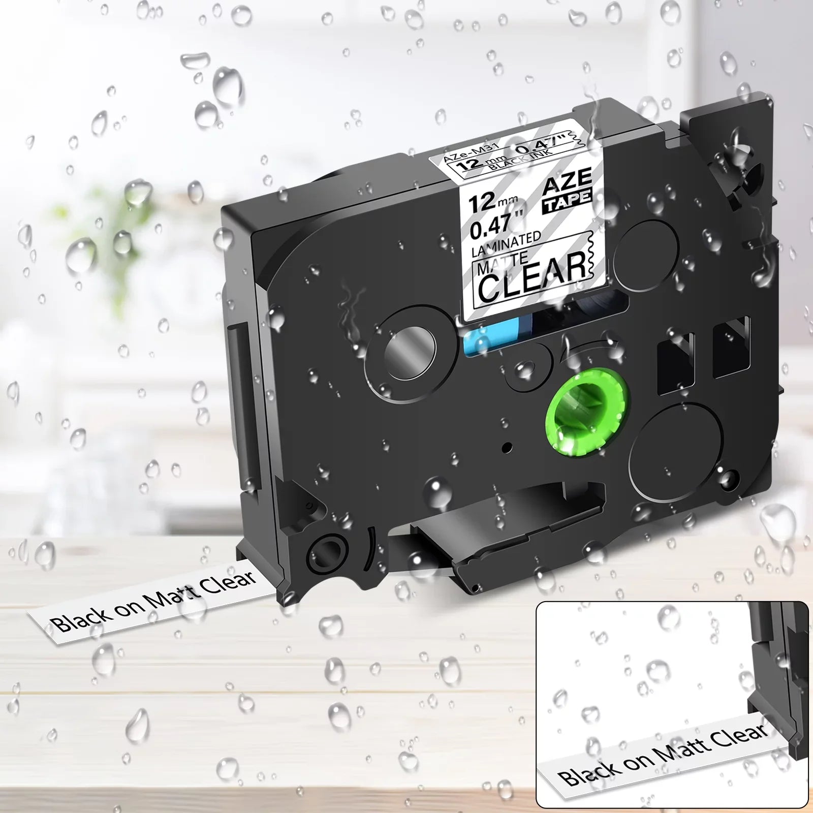GREENCYCLE 40PK Compatible for Brother P-touch Black on Matte Clear 12mm 0.47" TZe-M31 TZ-M31 TZM31 TZeM31 Laminated Label Tape