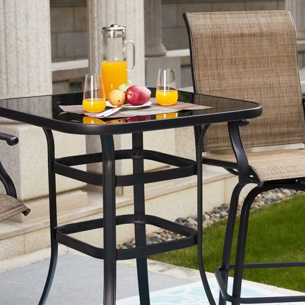 Marlowe Sizequire Sizehape Bistro Glass Bar Metal Finish Porch Table