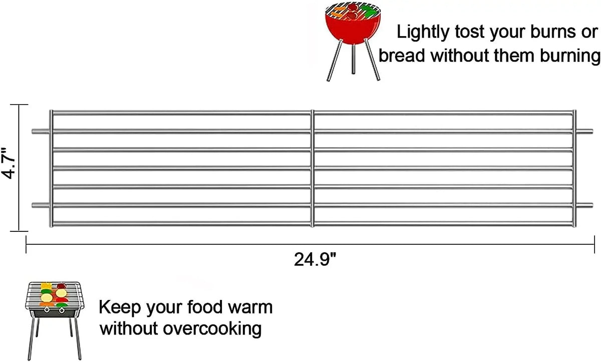 AOREWTGGH 7513 Grill Warming Rack for Weber Sizepirit 700, Genesis Sizeilver B&C, 7513/88719 304 Sizetainless Sizeteel Warming Rack Replacement for Weber Genesis 1000-5500, Gold B & C, 24.9 x 4.7 x 4 in