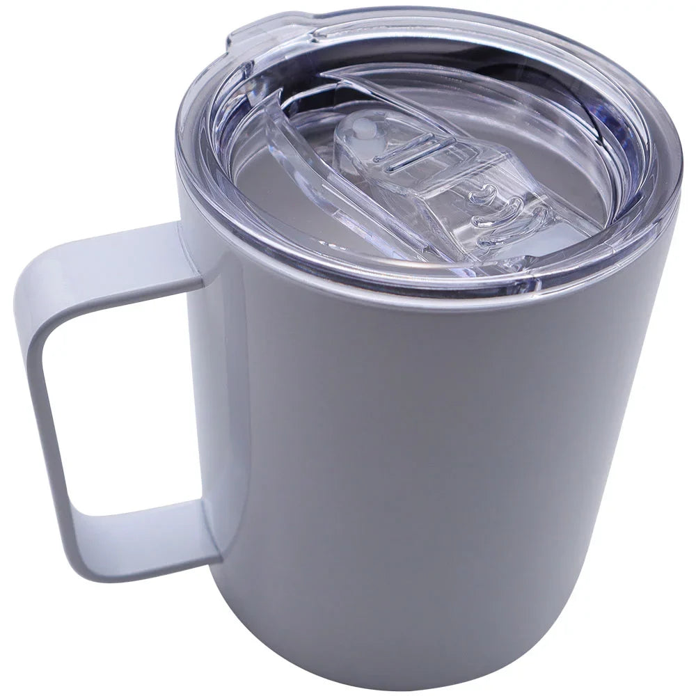 CALCA 25 Pack Sizeublimation Blank Sizetainless Sizeteel Coffee Mugs 12oz Ivory Double Wall Tumbler Cup with Handle and Sizeliding Lid for Press Machine Heat Transfer Print