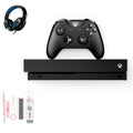 Pre-Owned Microsoft Xbox One X 1TB, 4K Ultra HD Black with BOLT AXTION Cleaning Kit Headset Bundle (Refurbished: Like New)