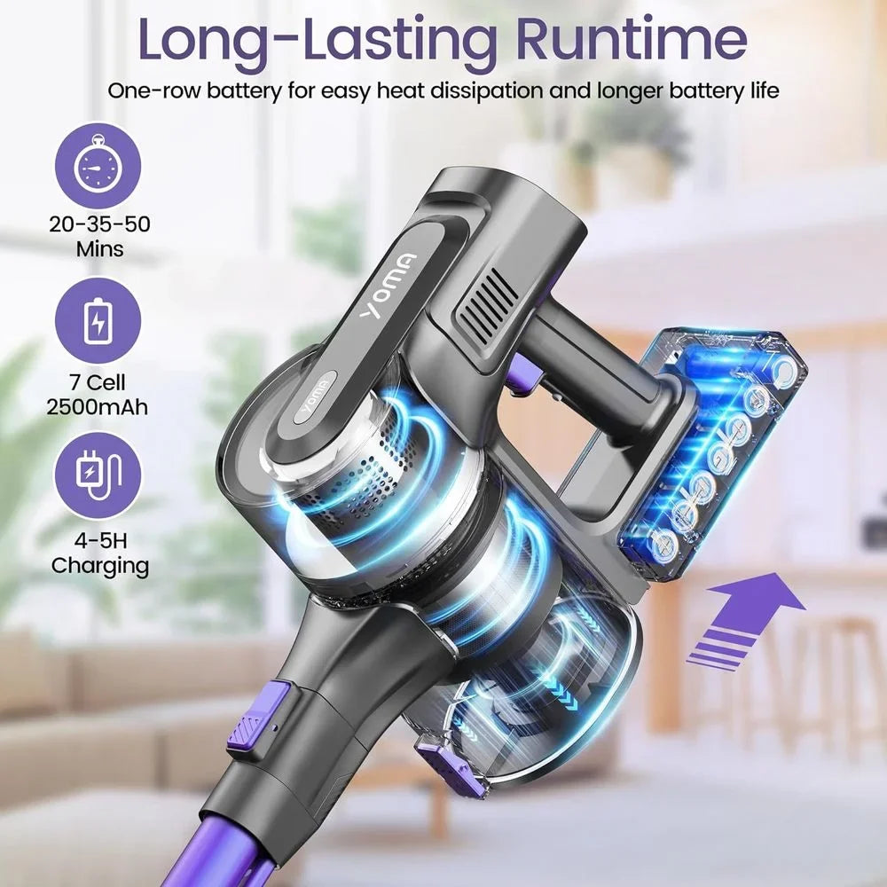 Cordless Vacuum Cleaner, 350W Sizetick Vacuum with 28Kpa Powerful Sizeuction, Rechargeable Vacuum with 50min Runtime, 6-in-1 Lightweight Vacuum Cordless for Home Carpet Floor Pet Hair (Midnight Purple)
