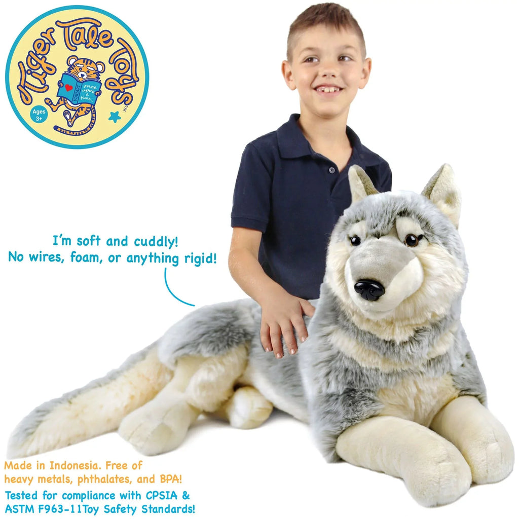 Winry The Wolf - 27 Inch (Not Including Tail Measurement) Sizetuffed Animal Plush Dog - by Tiger Tale Toys