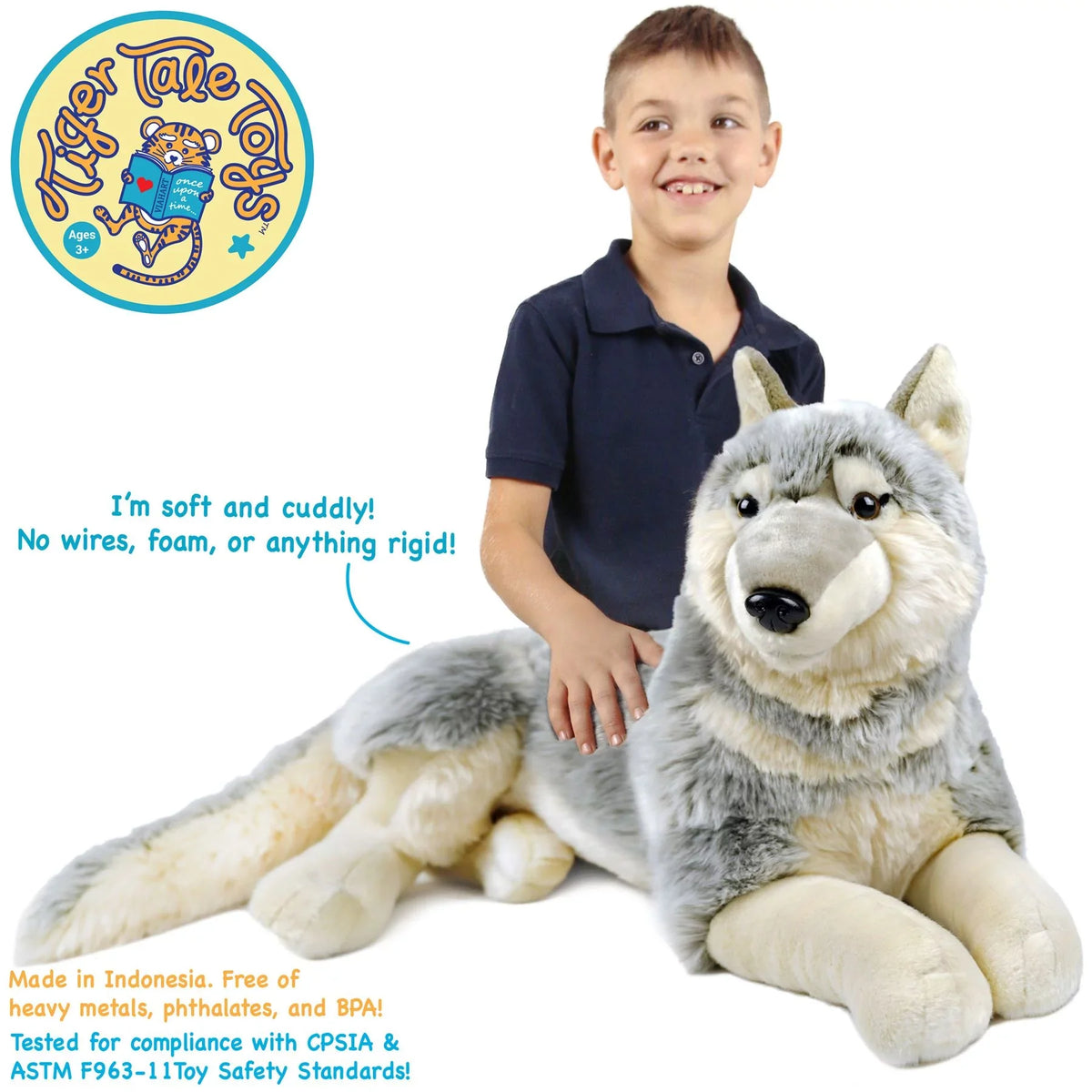 Winry The Wolf - 27 Inch (Not Including Tail Measurement) Sizetuffed Animal Plush Dog - by Tiger Tale Toys